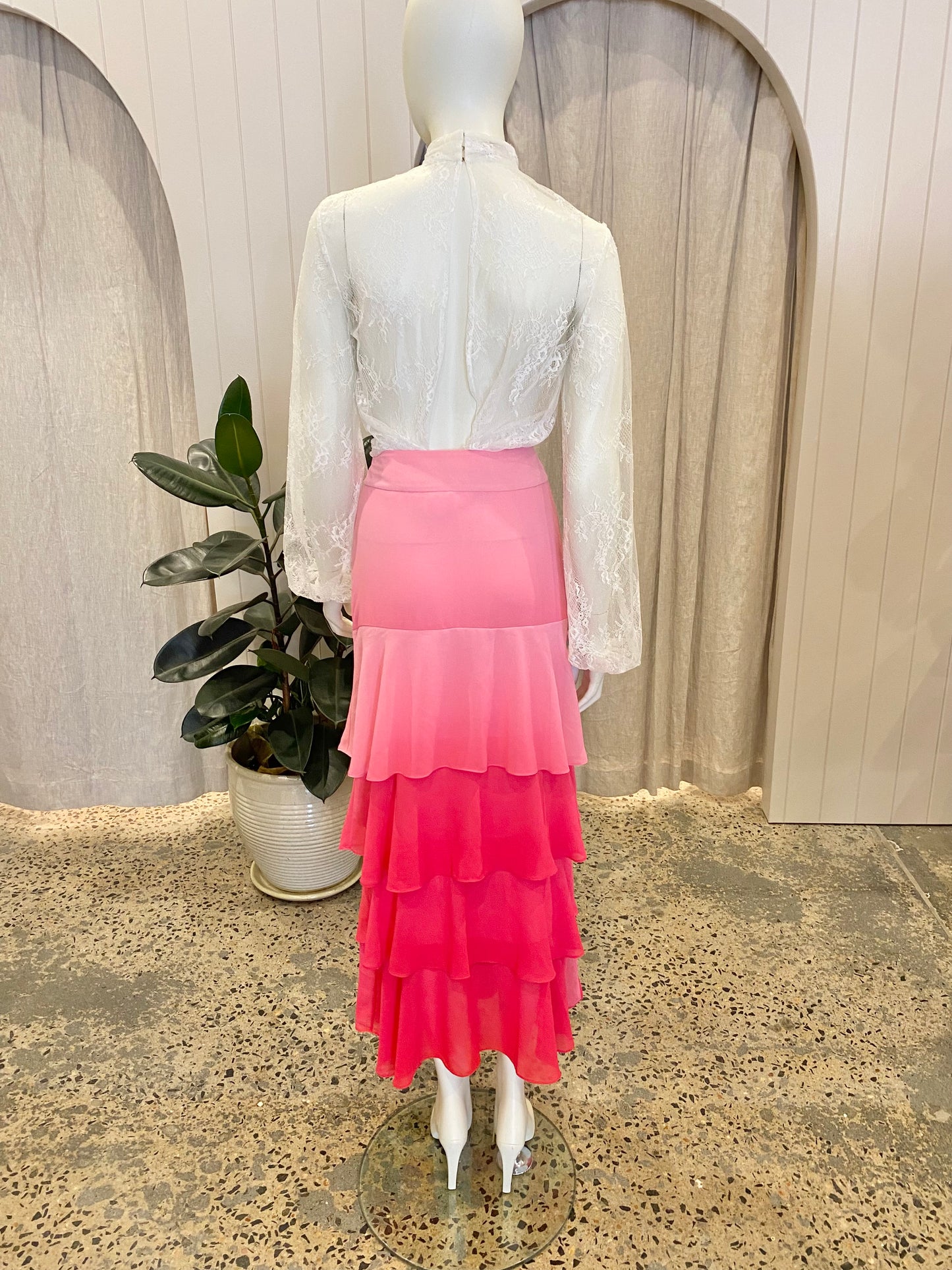 Carla Zampatti 'Passion Pink Ombre Cloud Nine' Skirt - Size 10