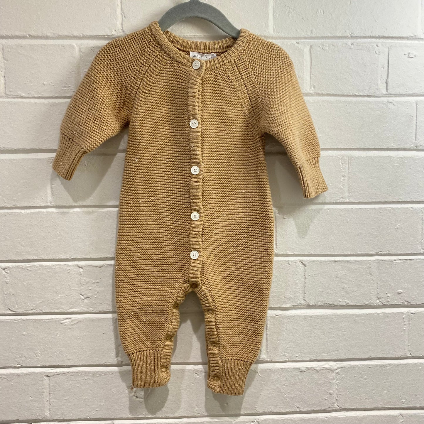Ziggy Lou Tan Knitted Onesie - Size 0/3 m