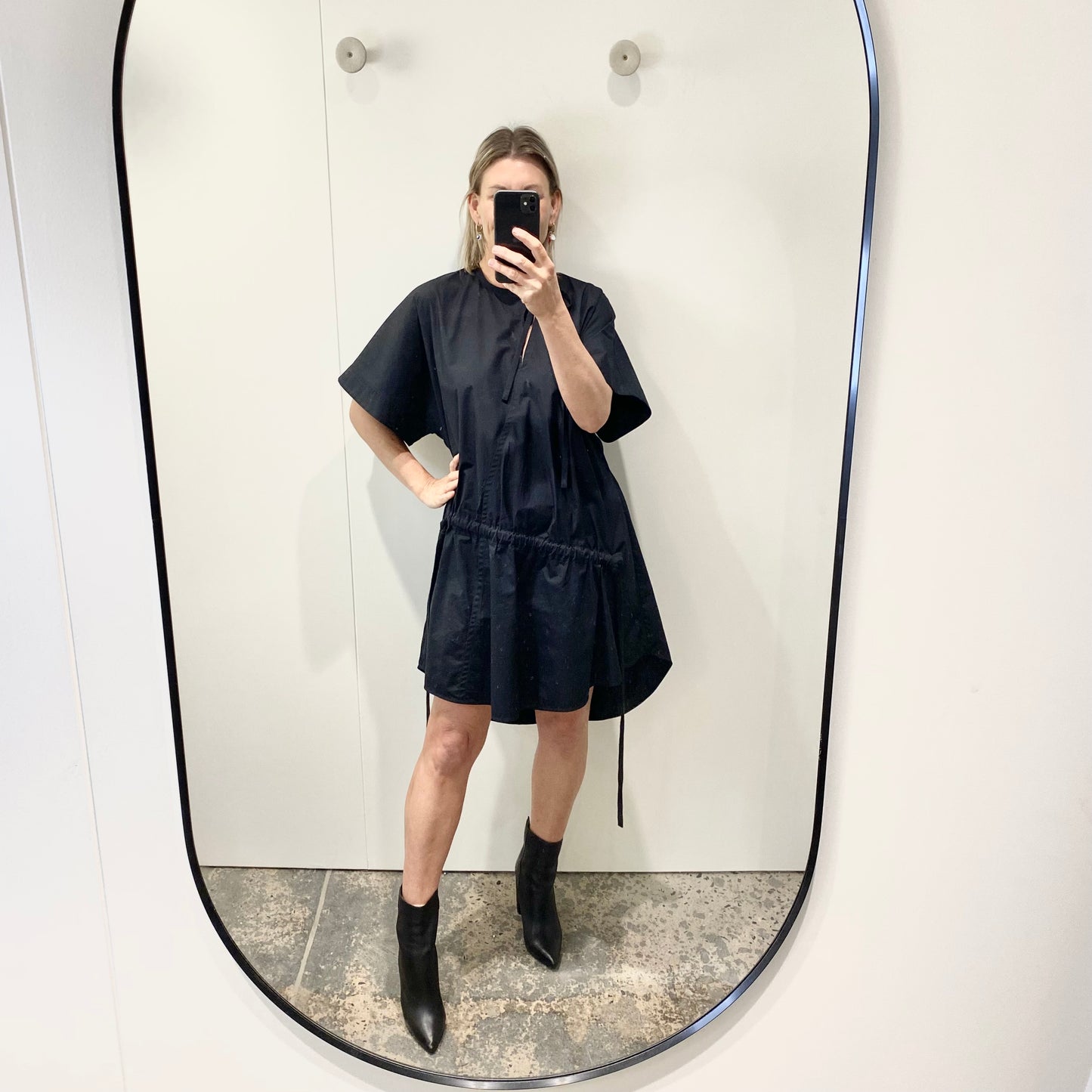 Lee Mathews Ana Mini Dress in Black - Size 0 (8-10)
