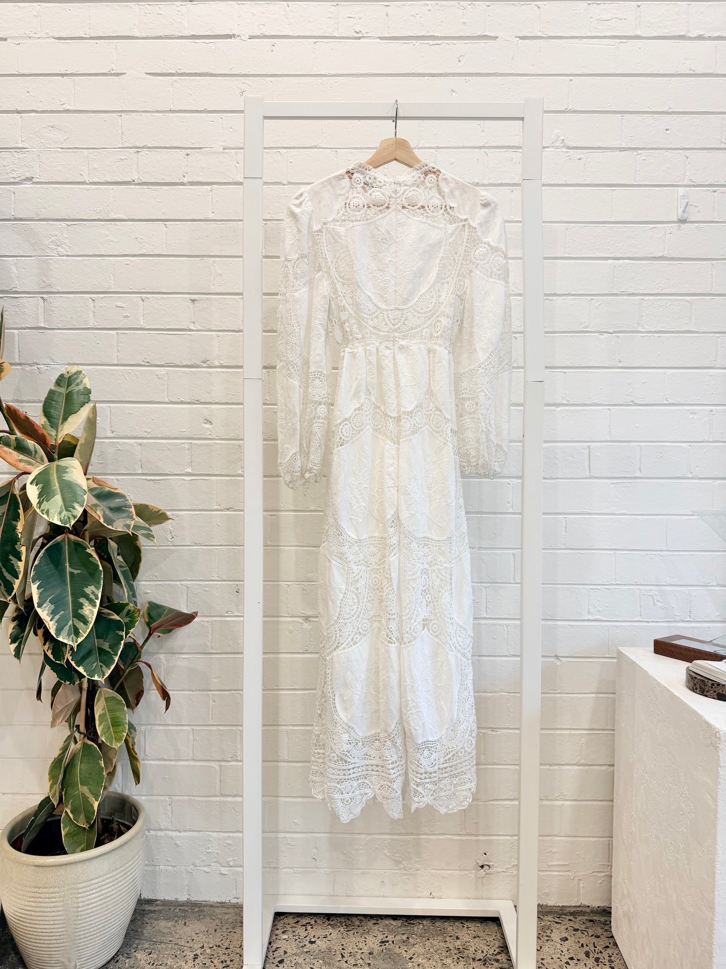 Zimmermann White Bonita Crochet Paneled Dress - Size 2 (8 - 10)