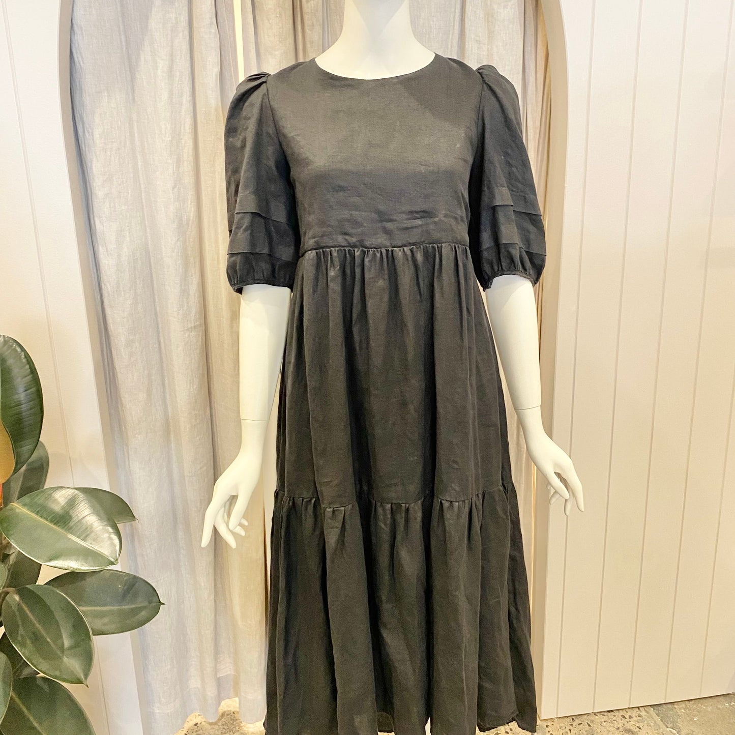 Aere Linen Midi Dress - Size 10