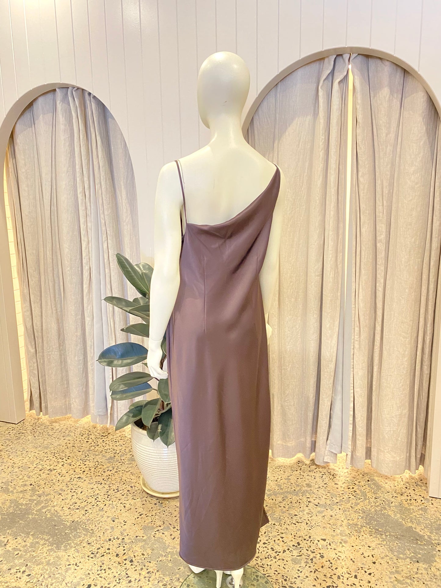 Nanushka 'Lennie' Maxi Dress in Coffee Bean - Size L (12)