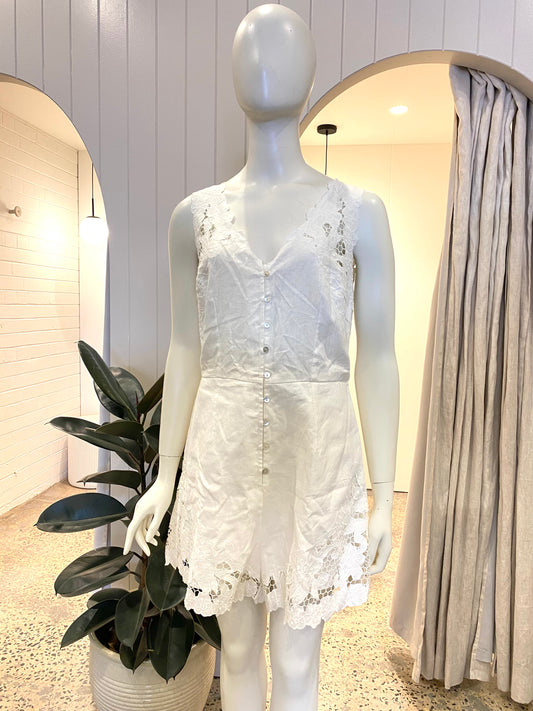 Zimmermann Trinity Scallop Playsuit in White - Size 2 (12)