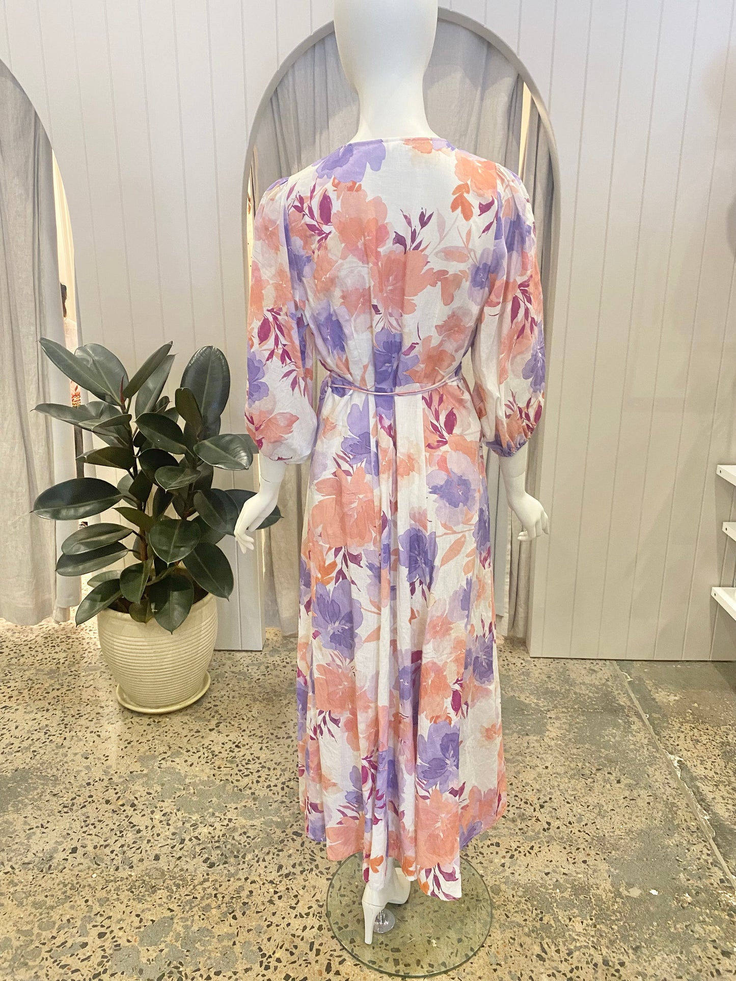 Kivari Aster Midi Dress in Pastel Floral - Size 12