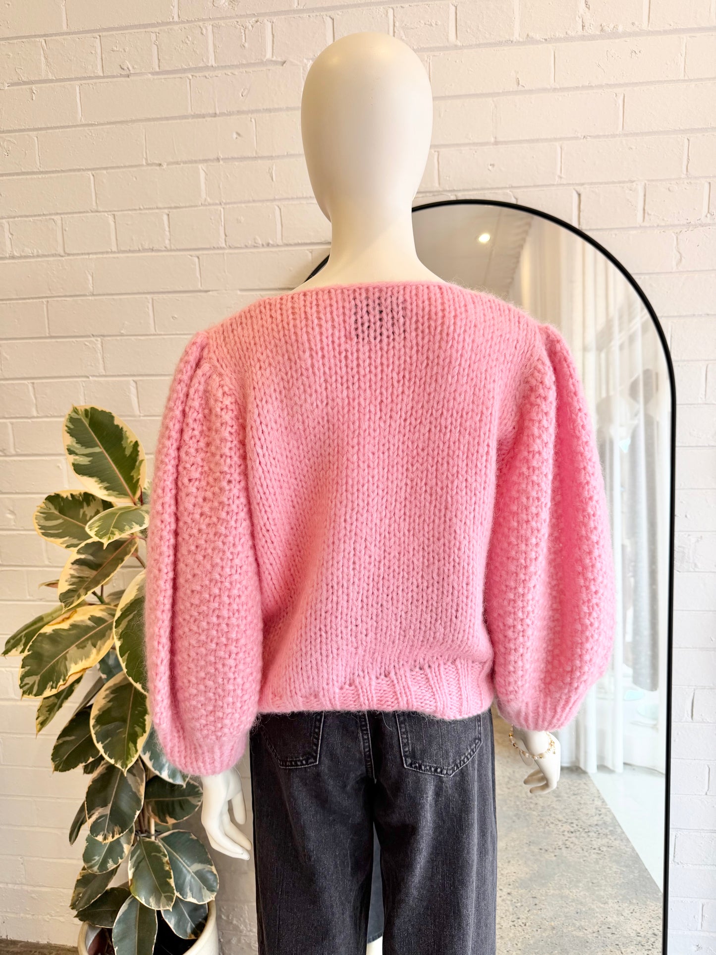 Dawn X Dare 'Faye" Chunky Knit Jumper in Pink - Size Medium (10-12)