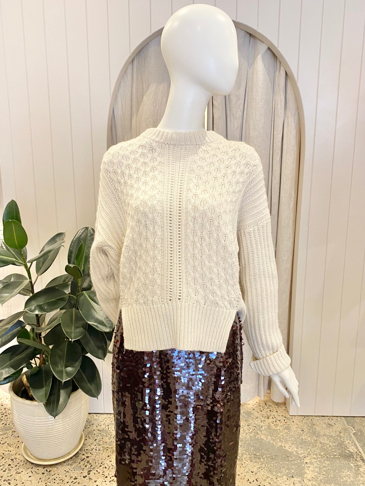 Second Female White Jacob Wool Blend Knit - Size Small (8-10)