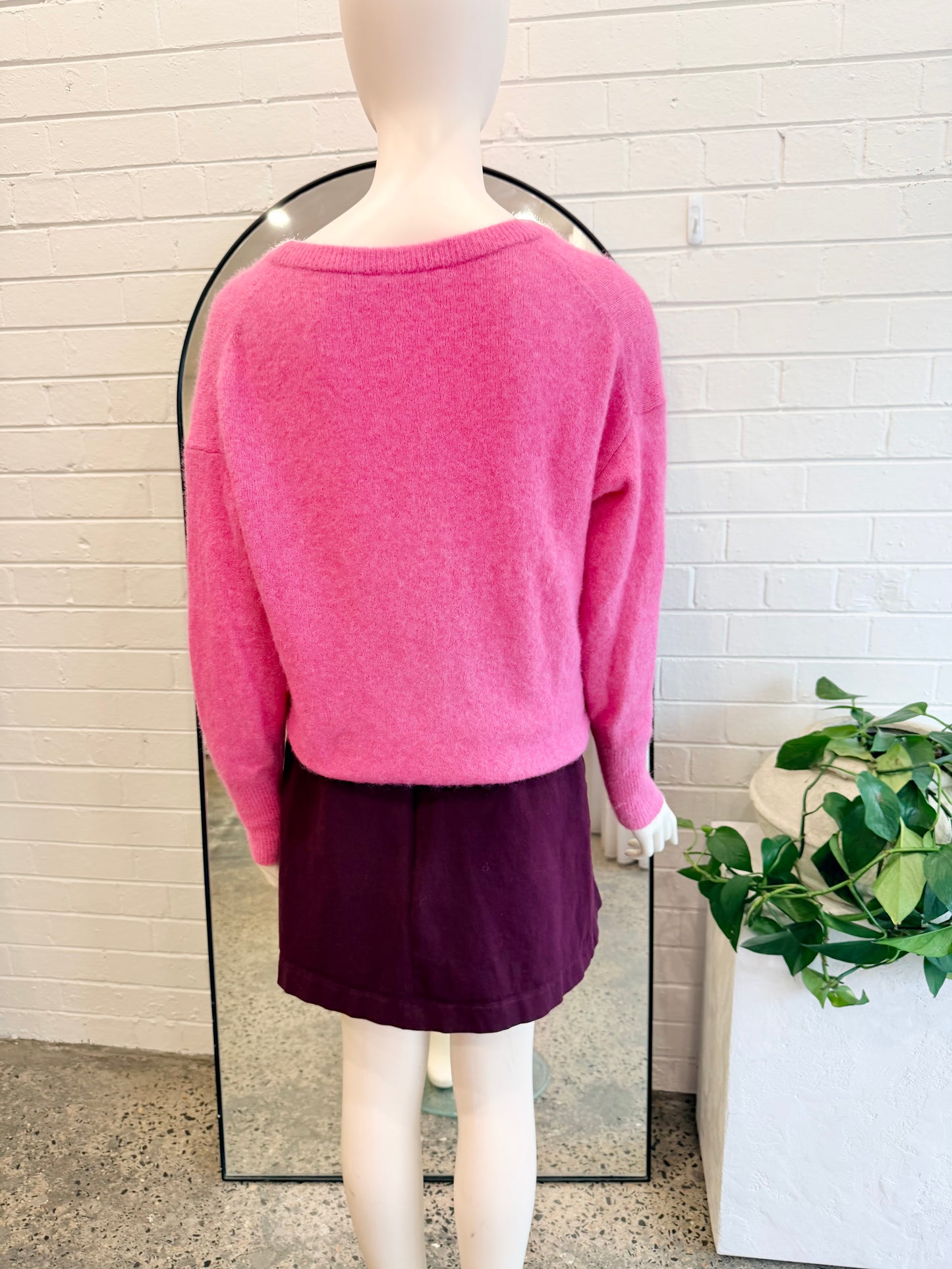 Country Road Pink V-Neck Jumper - Size S (8-10)