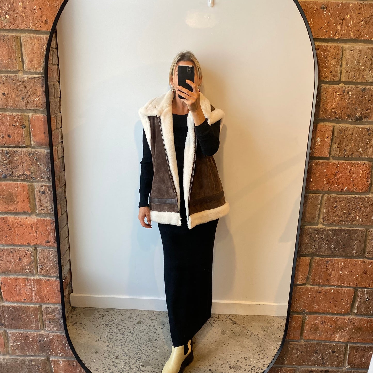 Ena Pelly Leather Sherling Vest - Size 14