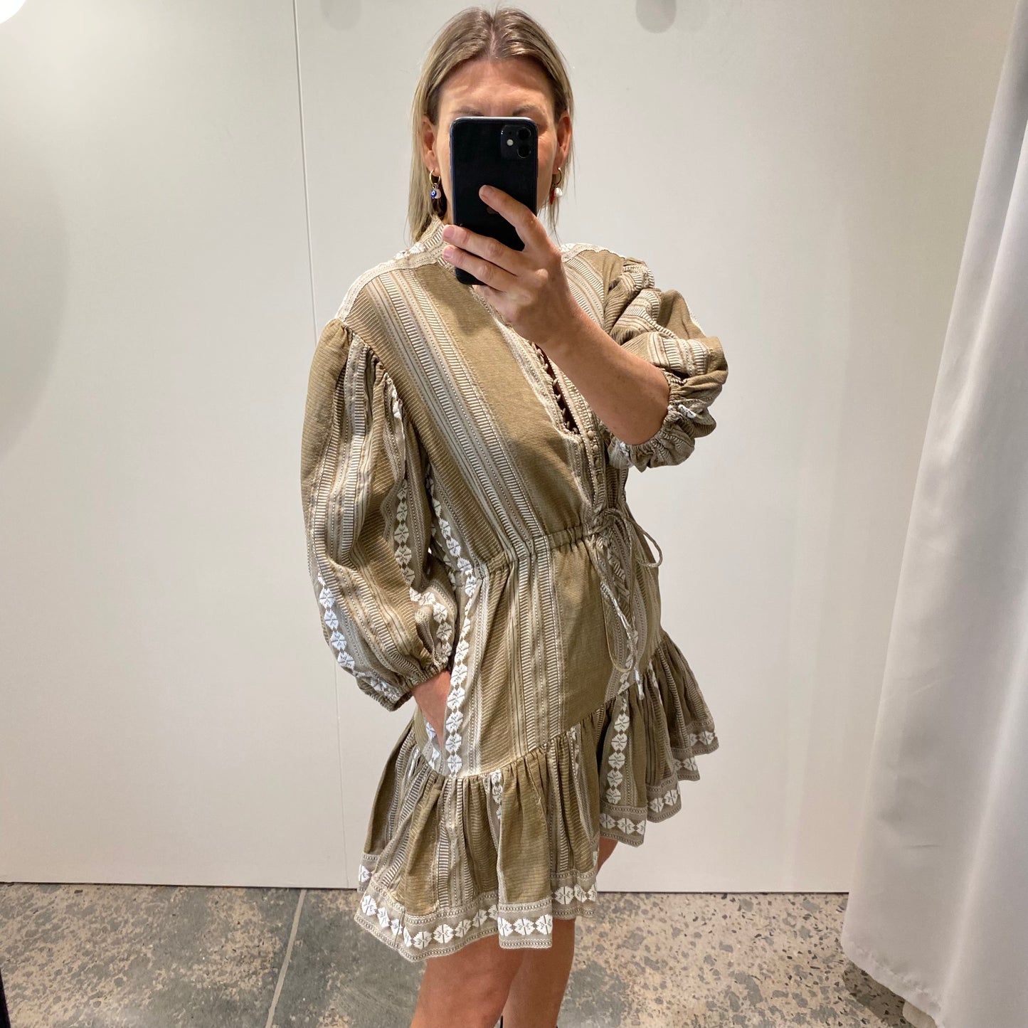 Shona Joy Lizete Balloon Sleeve Mini Dress - Size 10