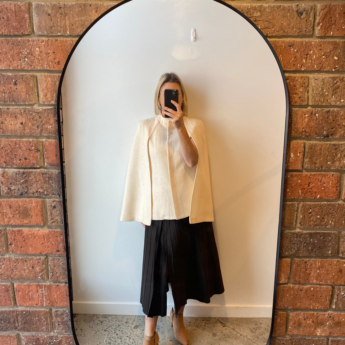 David Lawrence Cream Felt Cape - Size 12