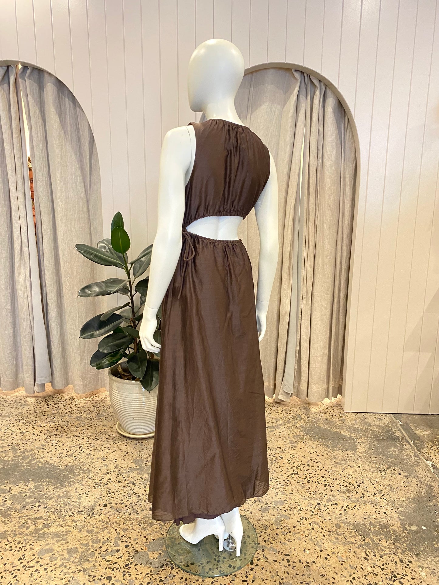 Sir The Label Brown Anje Midi Dress - Size 1 (8-10)