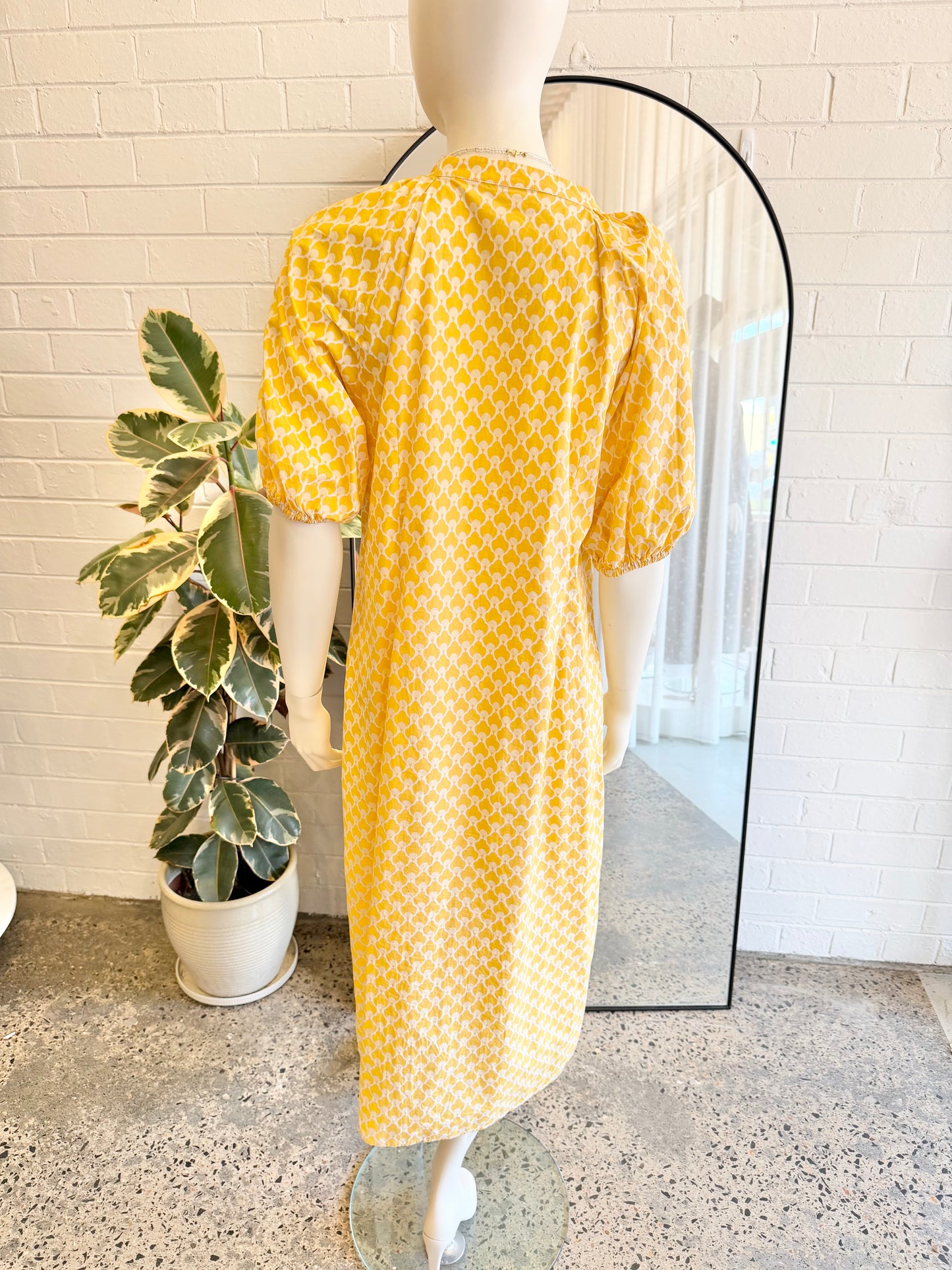 Morrison Yellow and White Shirt Midi Dress - Size 4 (12)