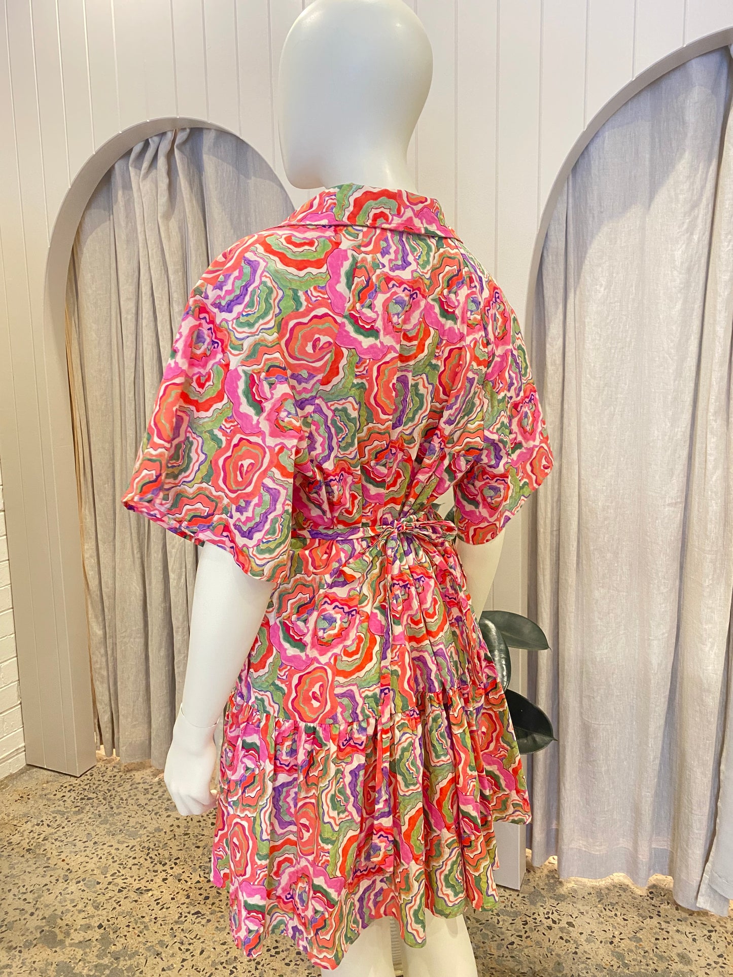 La Boheme Girls Moxie Mini Dress Cotton Agate Candy Apple - Size S/M