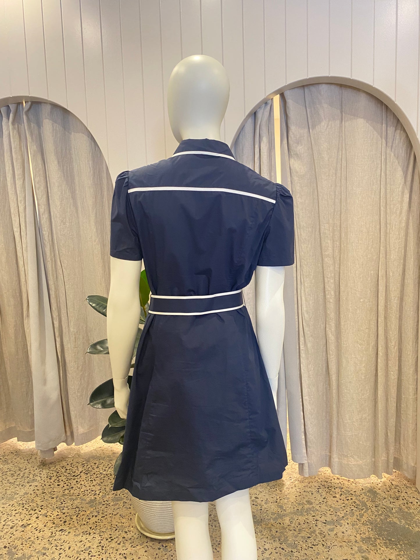 Leo Lin Oxford Blue Spencer Shirt Mini Dress - Size 12