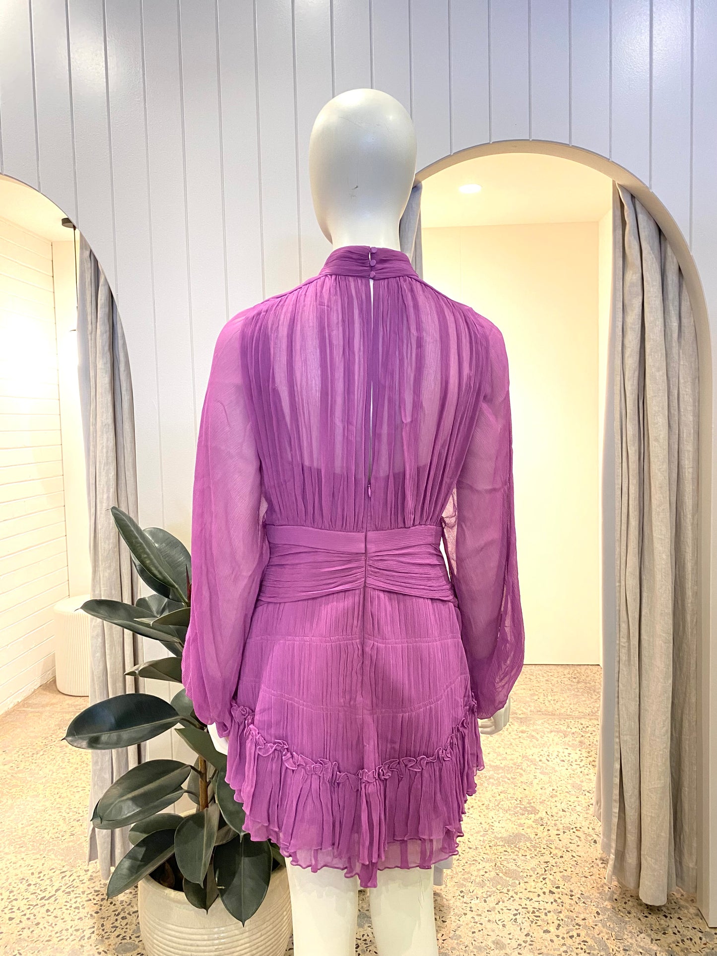 Shona Joy Emilia Long Sleeve Mini Dress in Ultra Violet - Size 10