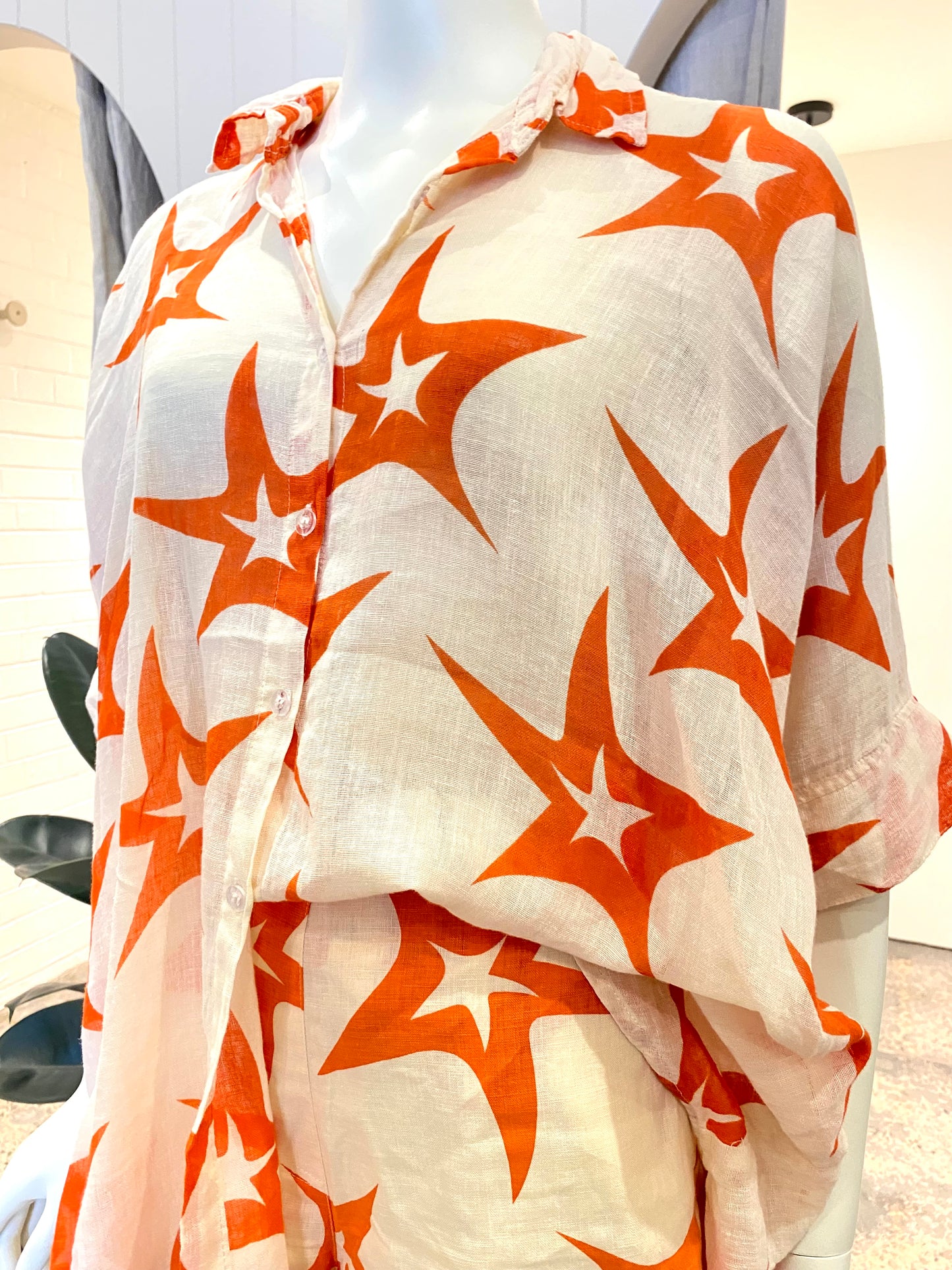 Lokoa Linen Star Set in Tangerine - One Size (10-14)
