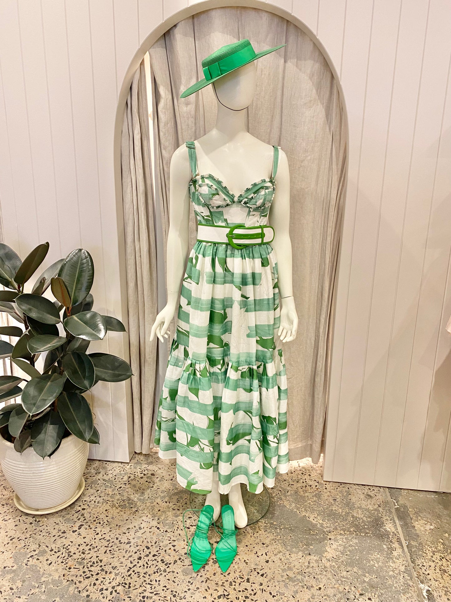 Leo Lin Rose Blanche Busiter Dress - Size 10 (matching hat and heels included)