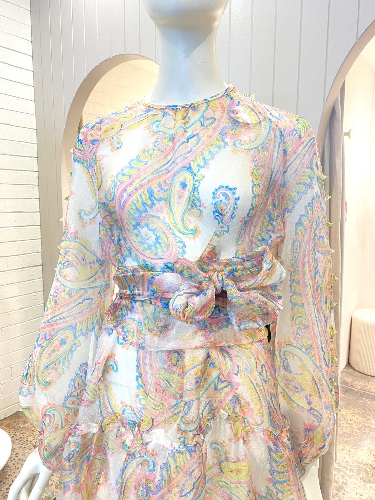 White Label Noba Sheer Paisley Midi Dress - Size 8/10