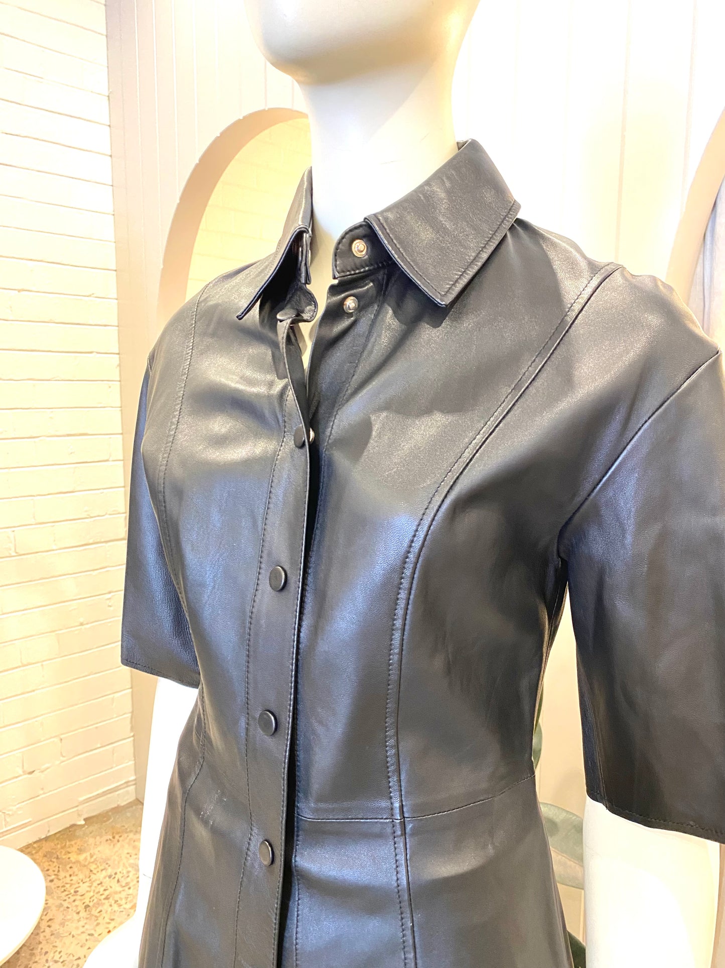 Camilla & Marc Axel Leather Shirt in Black - Size 8