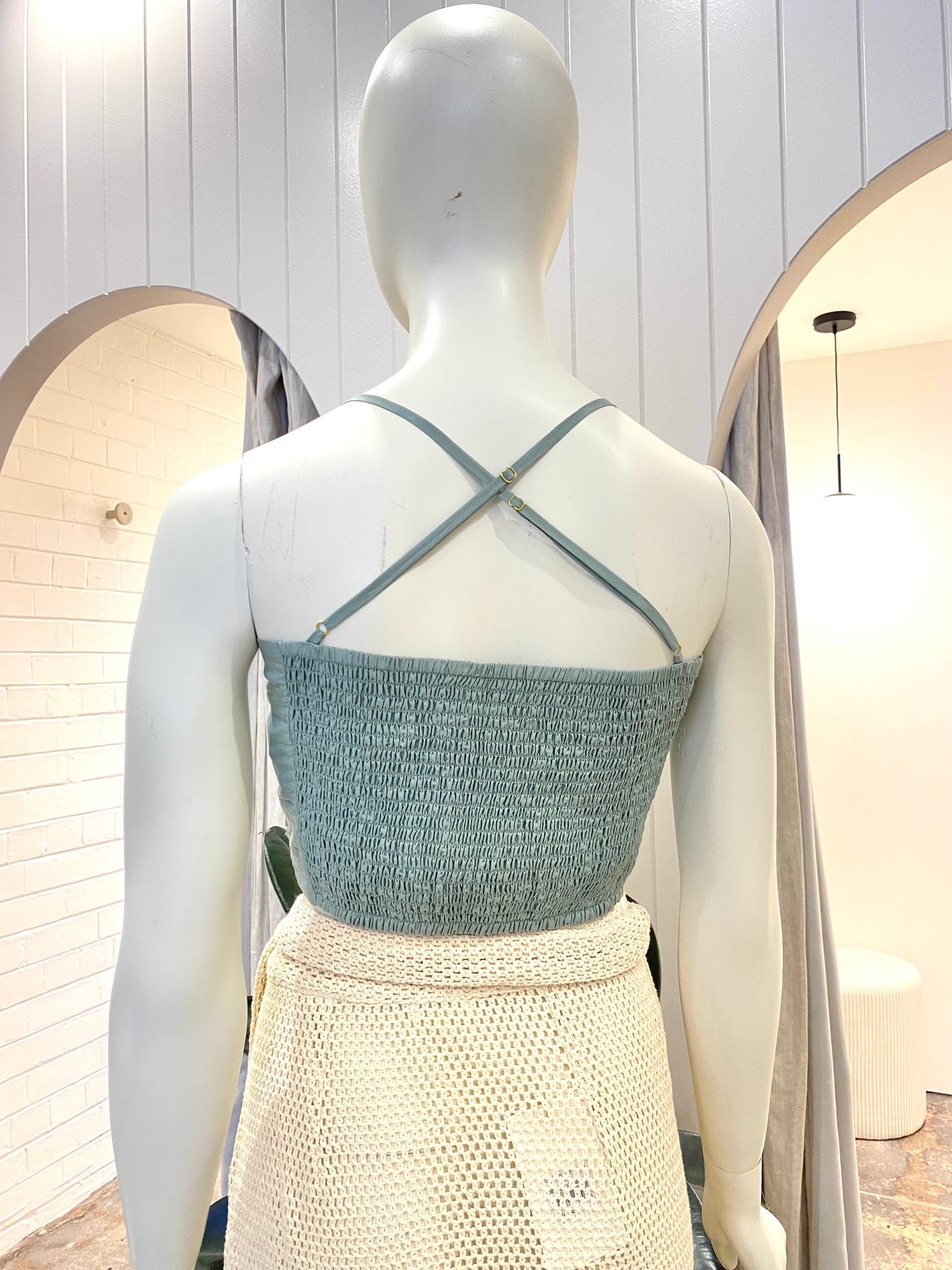 Bird & Knoll Rose Crop Top in Seafoam - Size M (10/12)