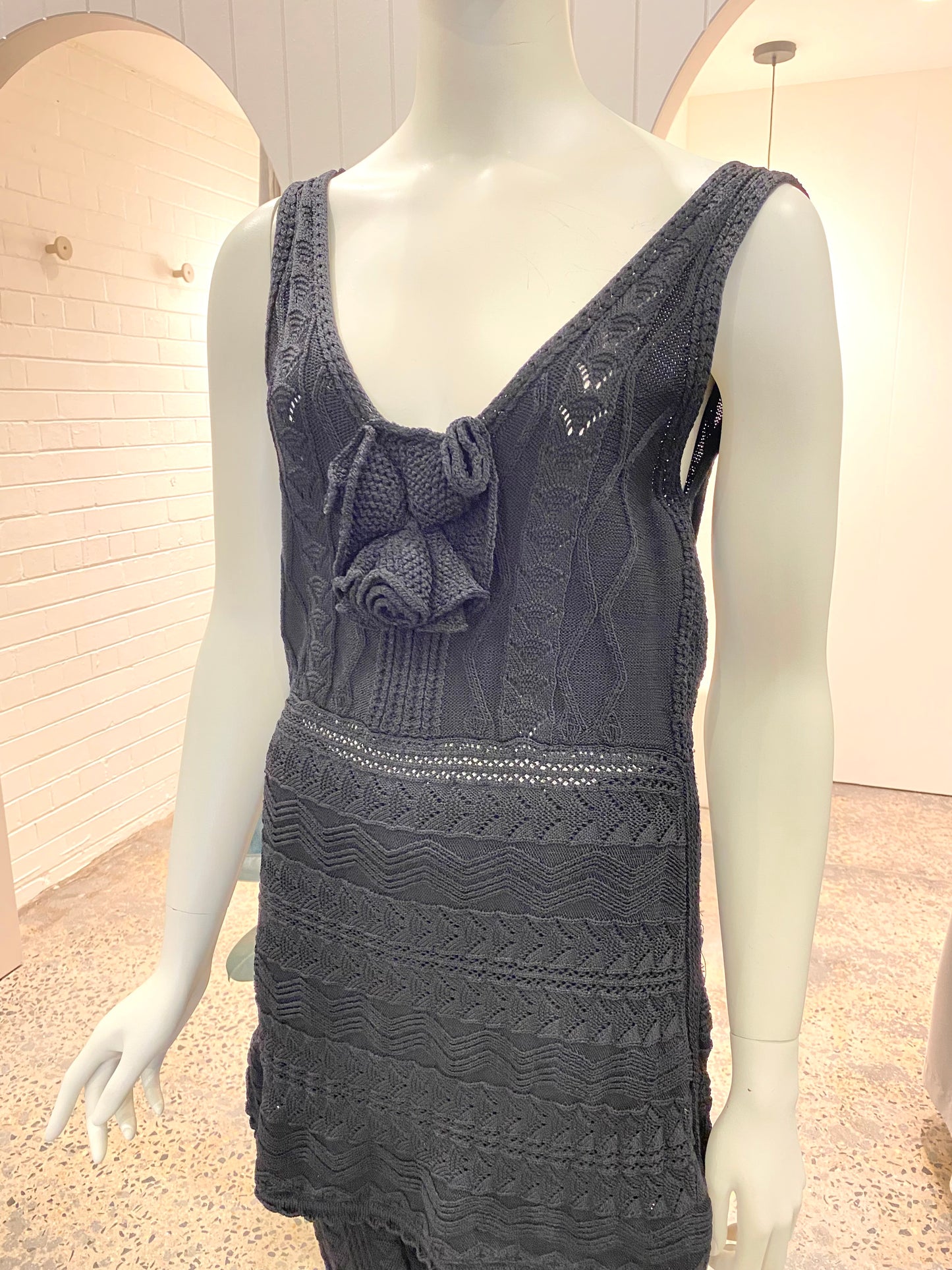 Steele Black Delphine Crochet Pant and Top Set - Size M