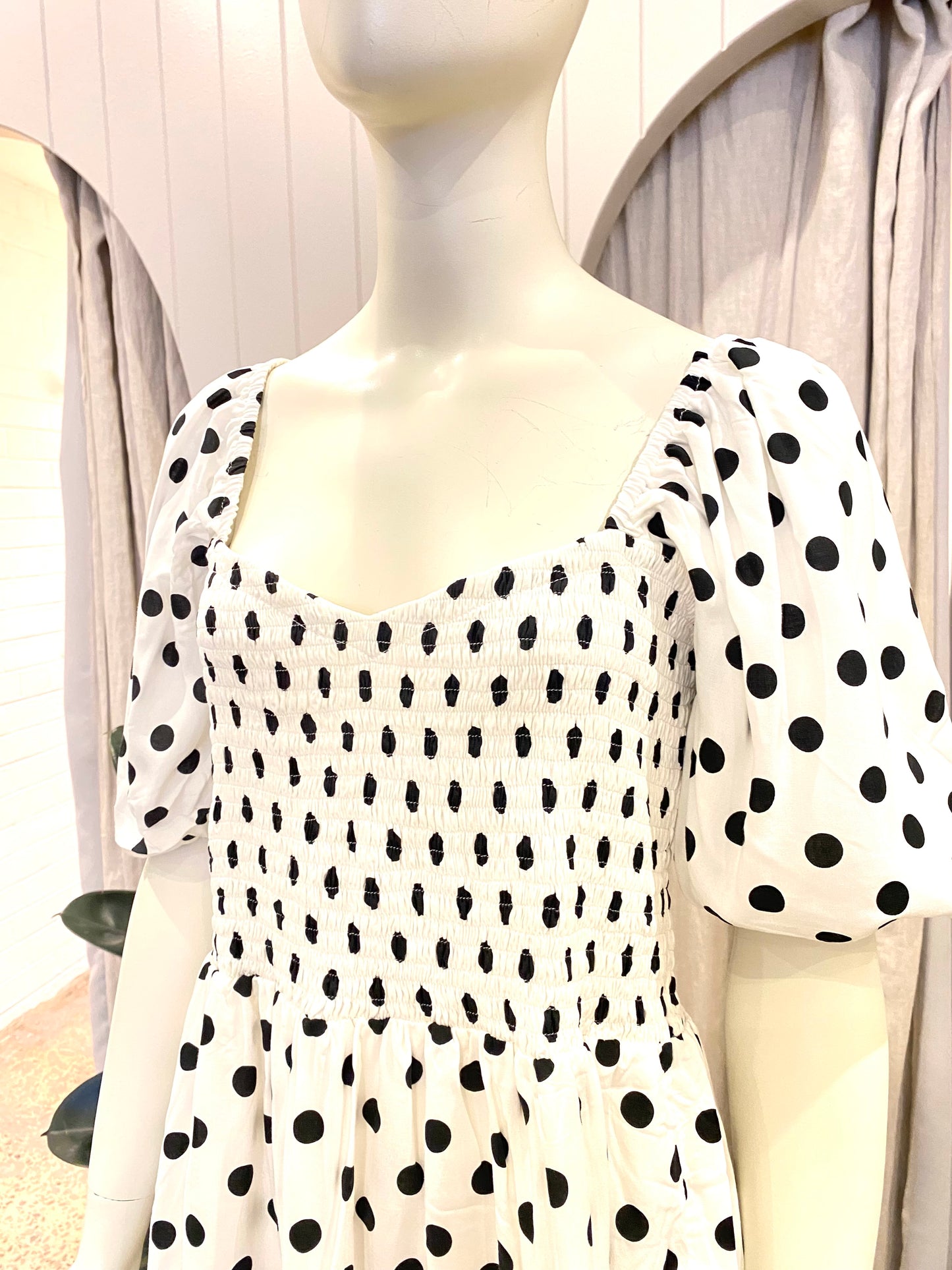 Faithfull The Brand Ilaria Mini Dress in Polka Dot - Size 10