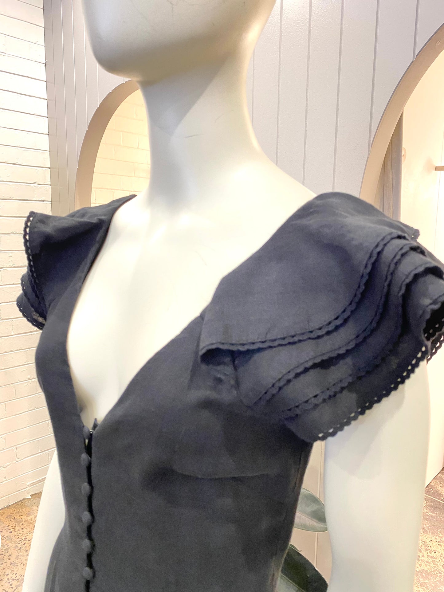 Bec & Bridge La Fontelina Ruffled Dress in Black - Size 8