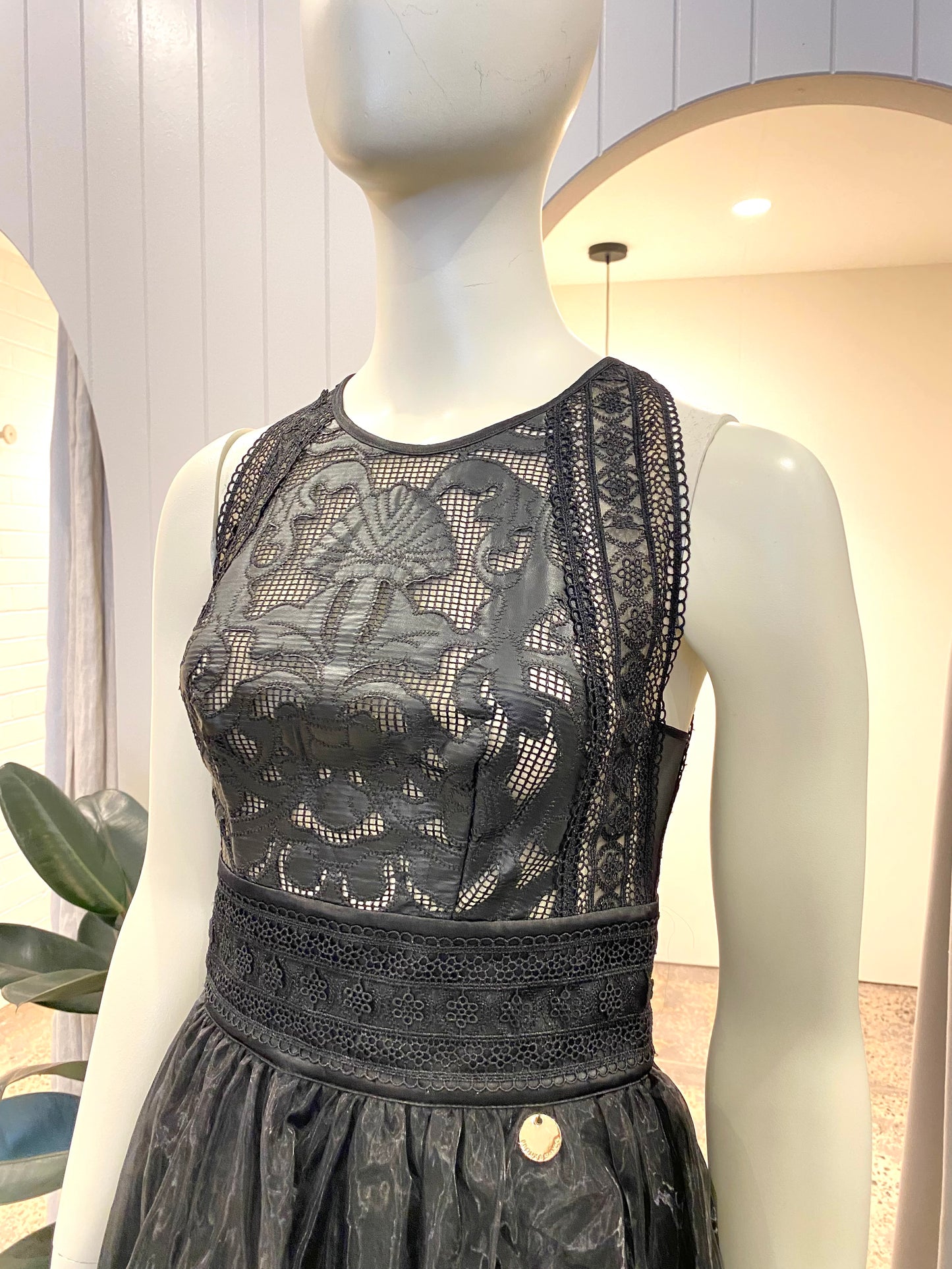 Bronx & Banco Lace Mini Dress in Black - Size 8