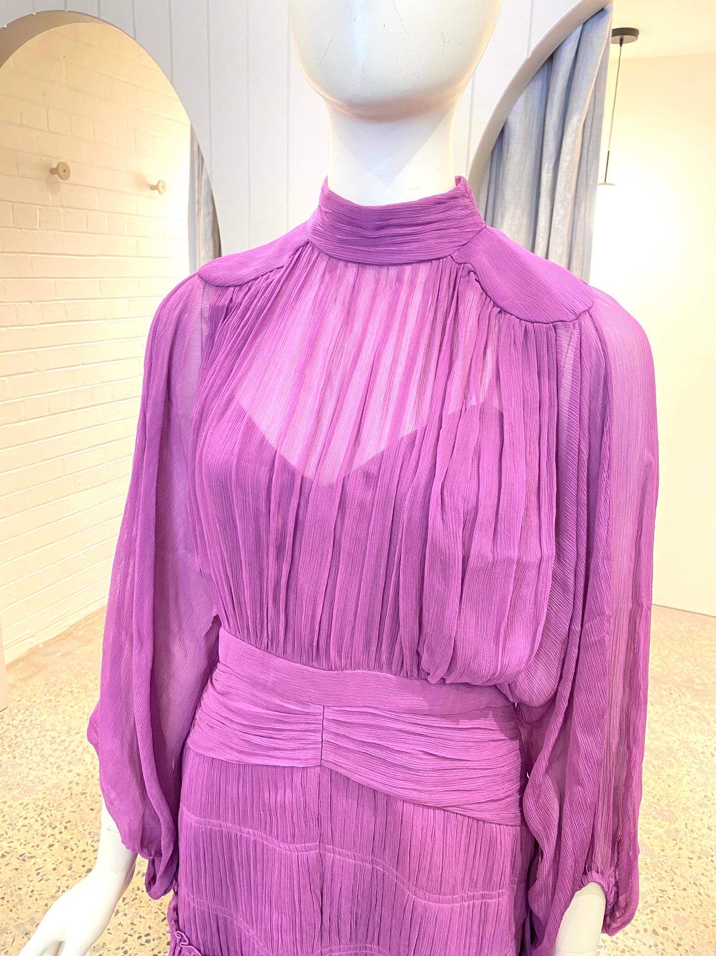 Shona Joy Emilia Long Sleeve Mini Dress in Ultra Violet - Size 10