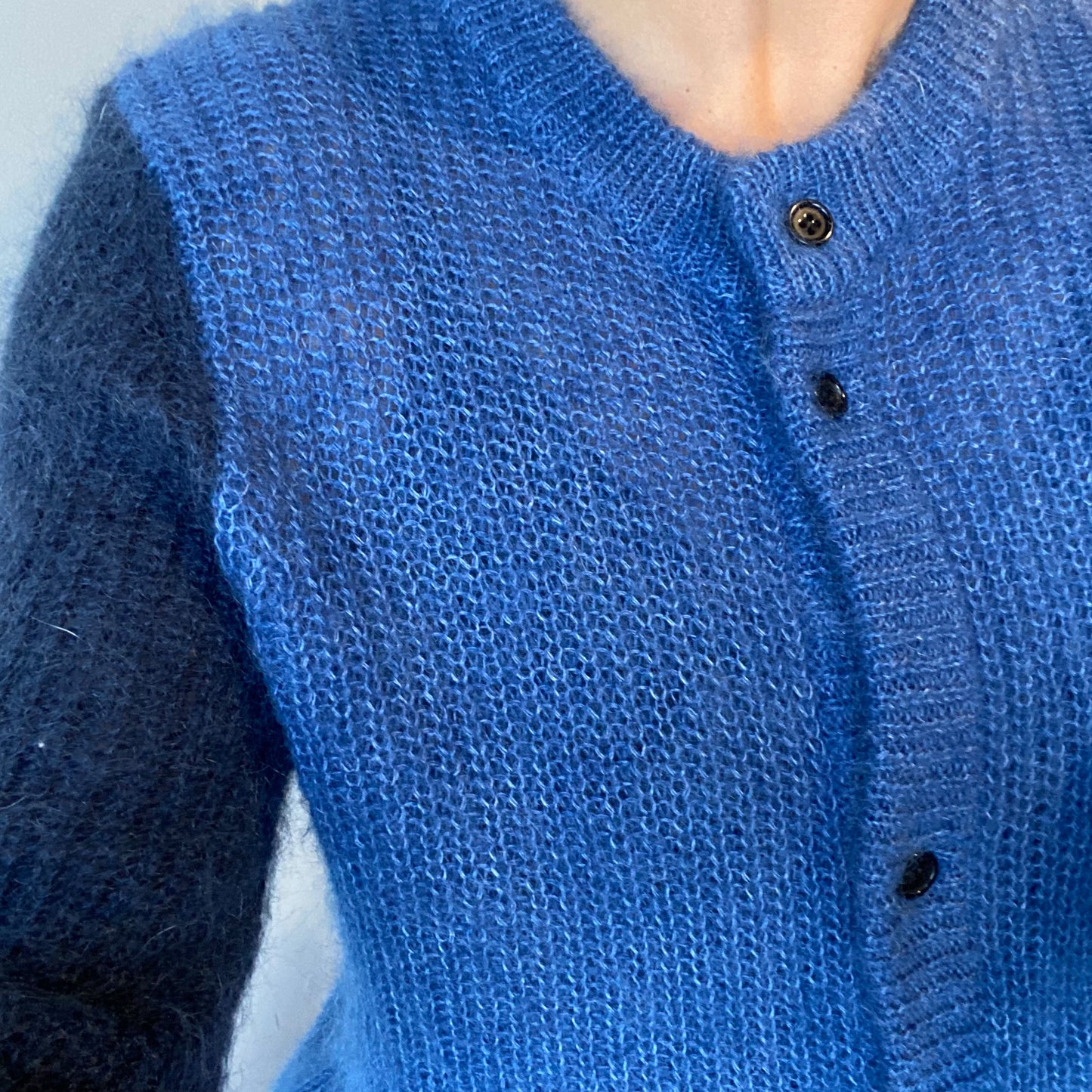 Munthe Mohair Blend Cardigan in Blue - Size 36 (10)