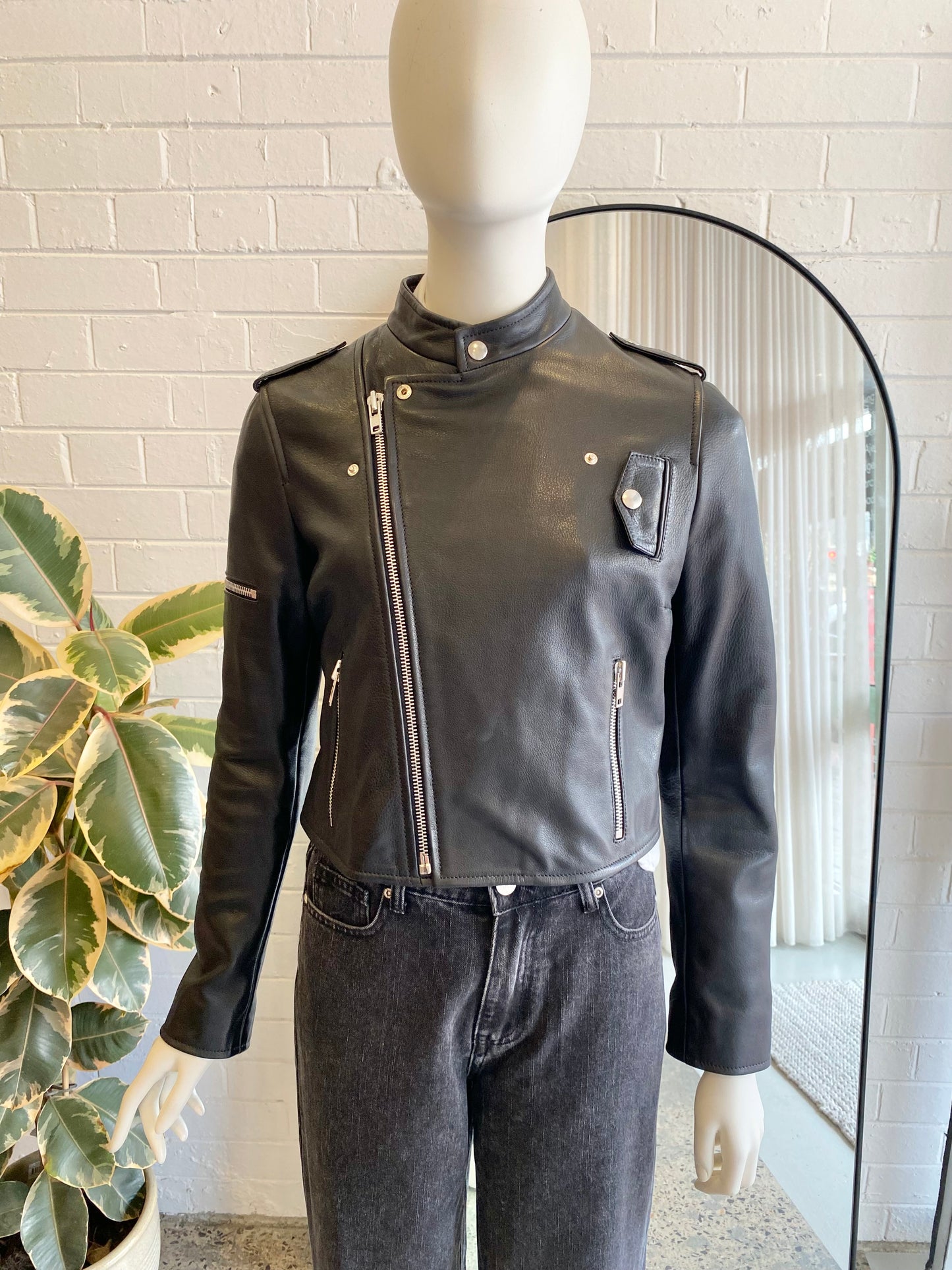 Scanlan Theodore Black Leather Jacket - Size 8/10