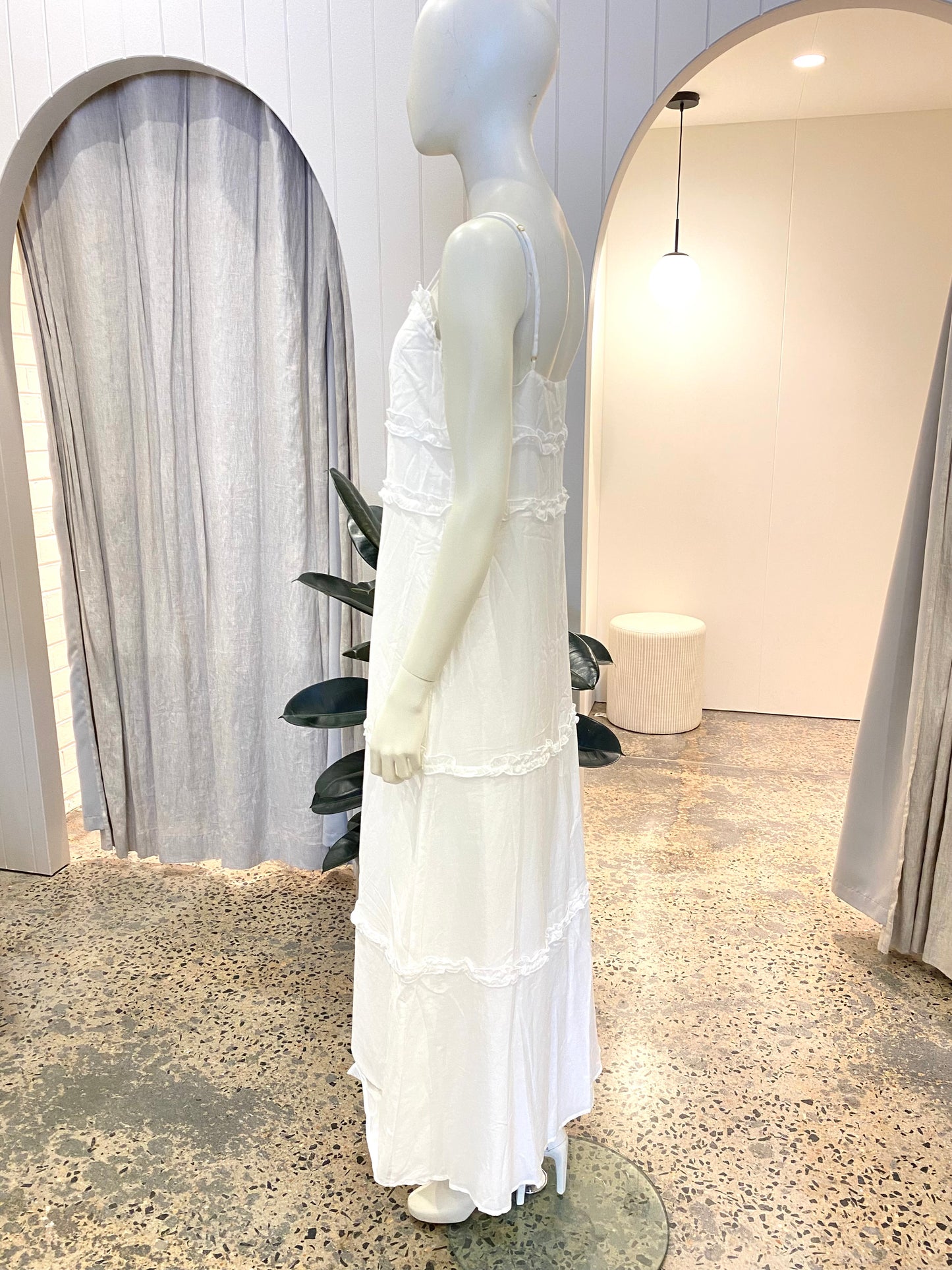 Bird & Knoll Connie Frill Maxi Dress - Size M (10)