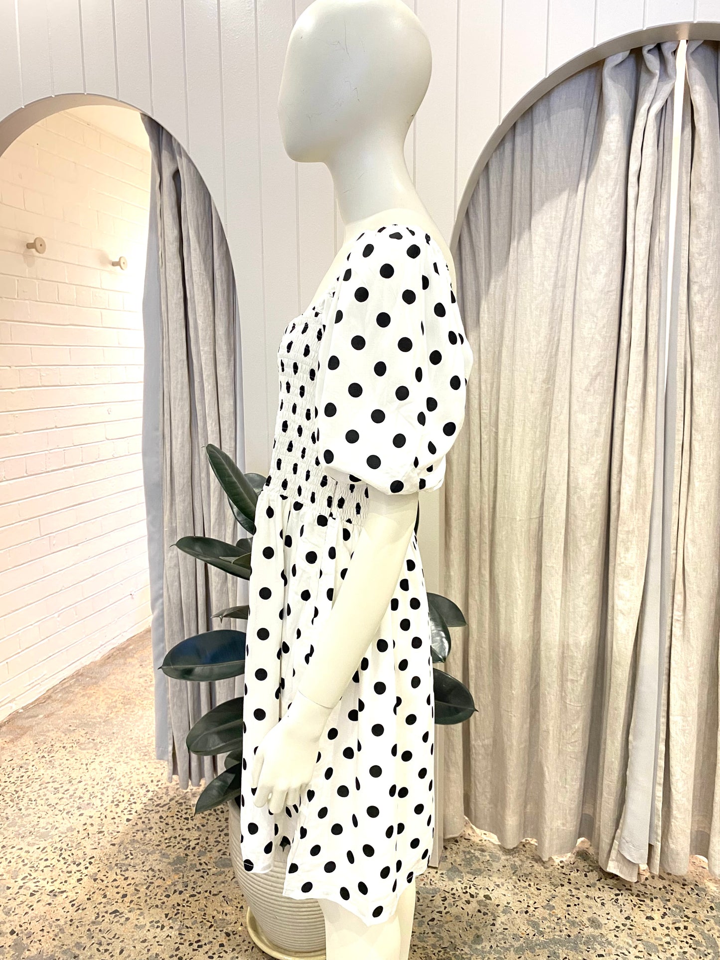 Faithfull The Brand Ilaria Mini Dress in Polka Dot - Size 10