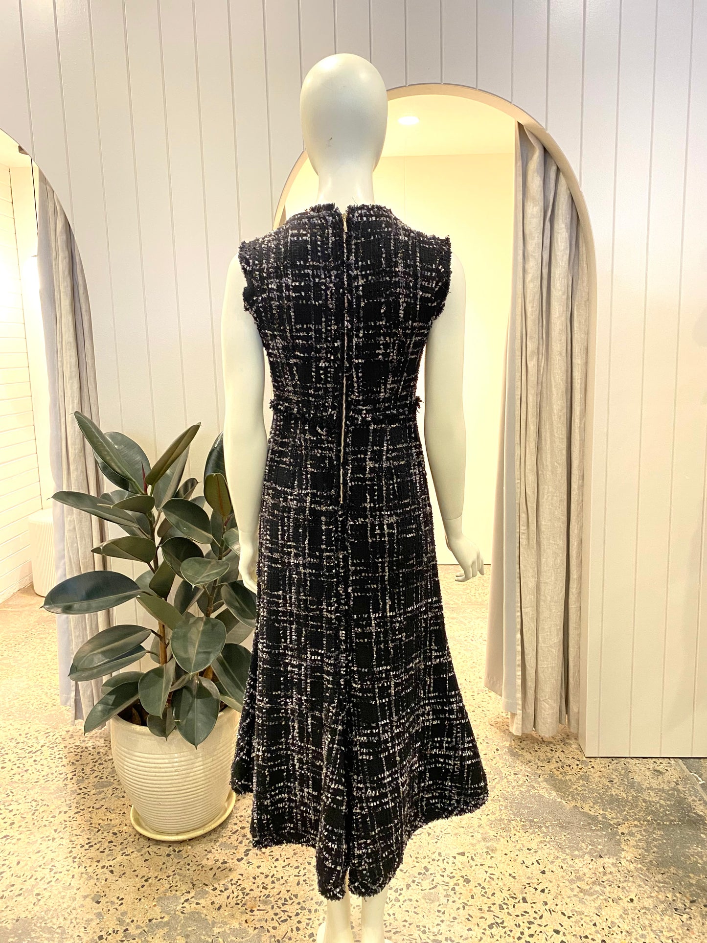 Country Road Tweed Midi Dress - Size 8