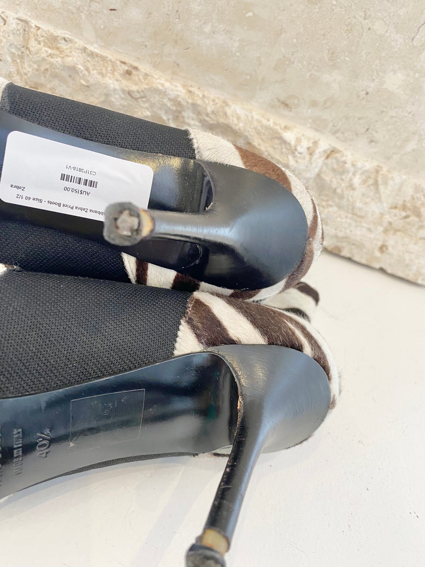 Dolce & Gabbana Zebra Print Boots - Size 40 1/2