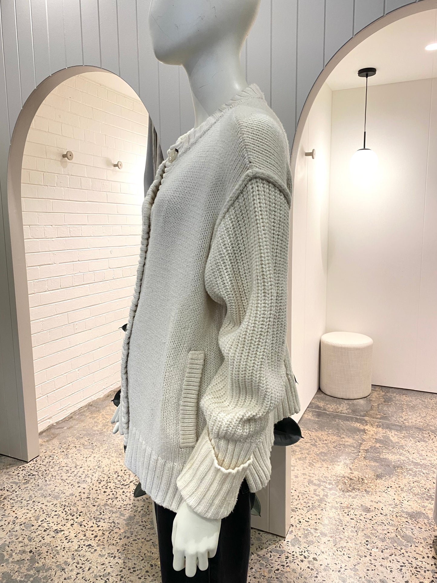 Elka Collective White Cotton Blend Cardigan - Size 14
