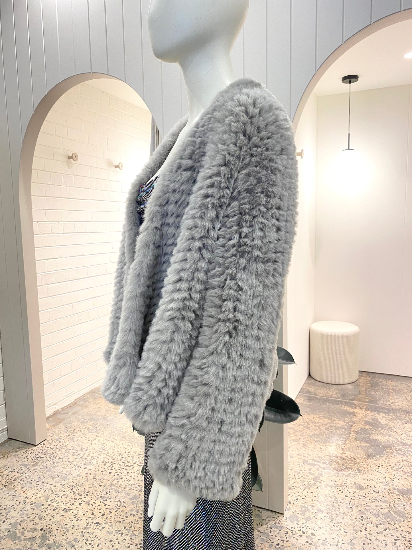 Bubish Faux Valencia Jacket in Grey - Size 10