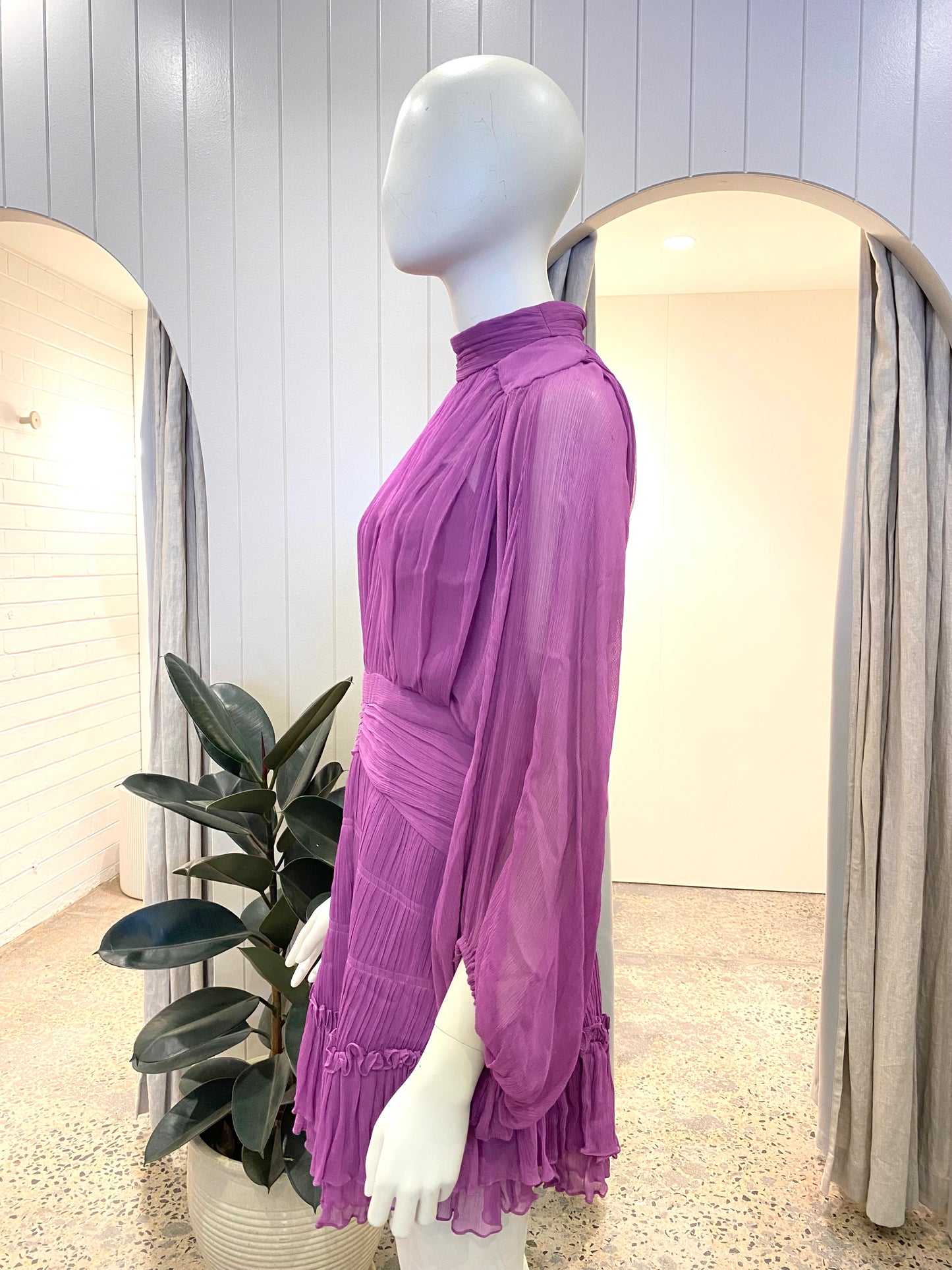 Shona Joy Emilia Long Sleeve Mini Dress in Ultra Violet - Size 10