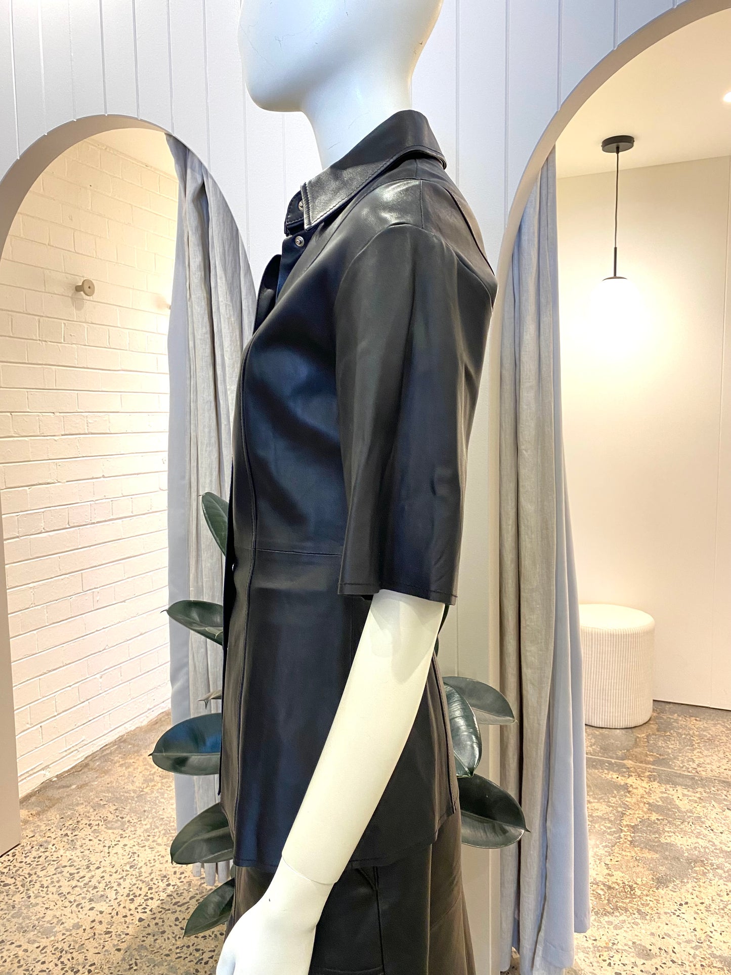 Camilla & Marc Axel Leather Shirt in Black - Size 8