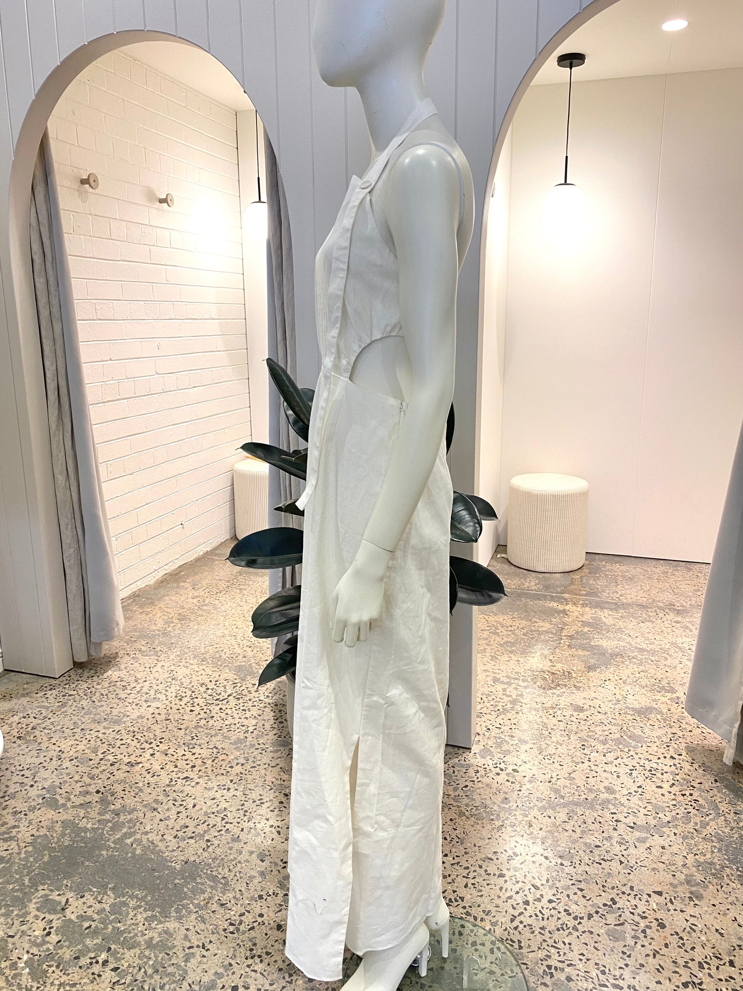 Sir Apron Midi Dress in White - Size 3 (12)