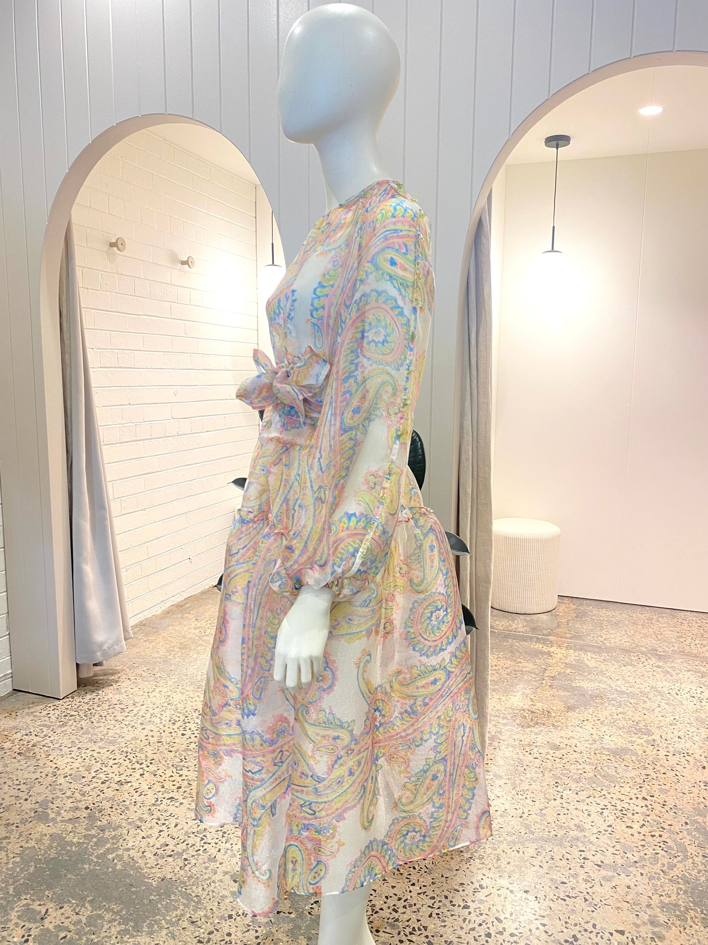 White Label Noba Sheer Paisley Midi Dress - Size 8/10