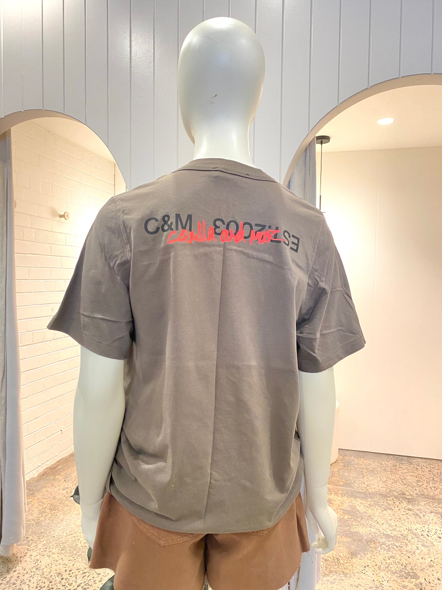 Camilla and Marc Drak Grey Logo Tee - Size 10