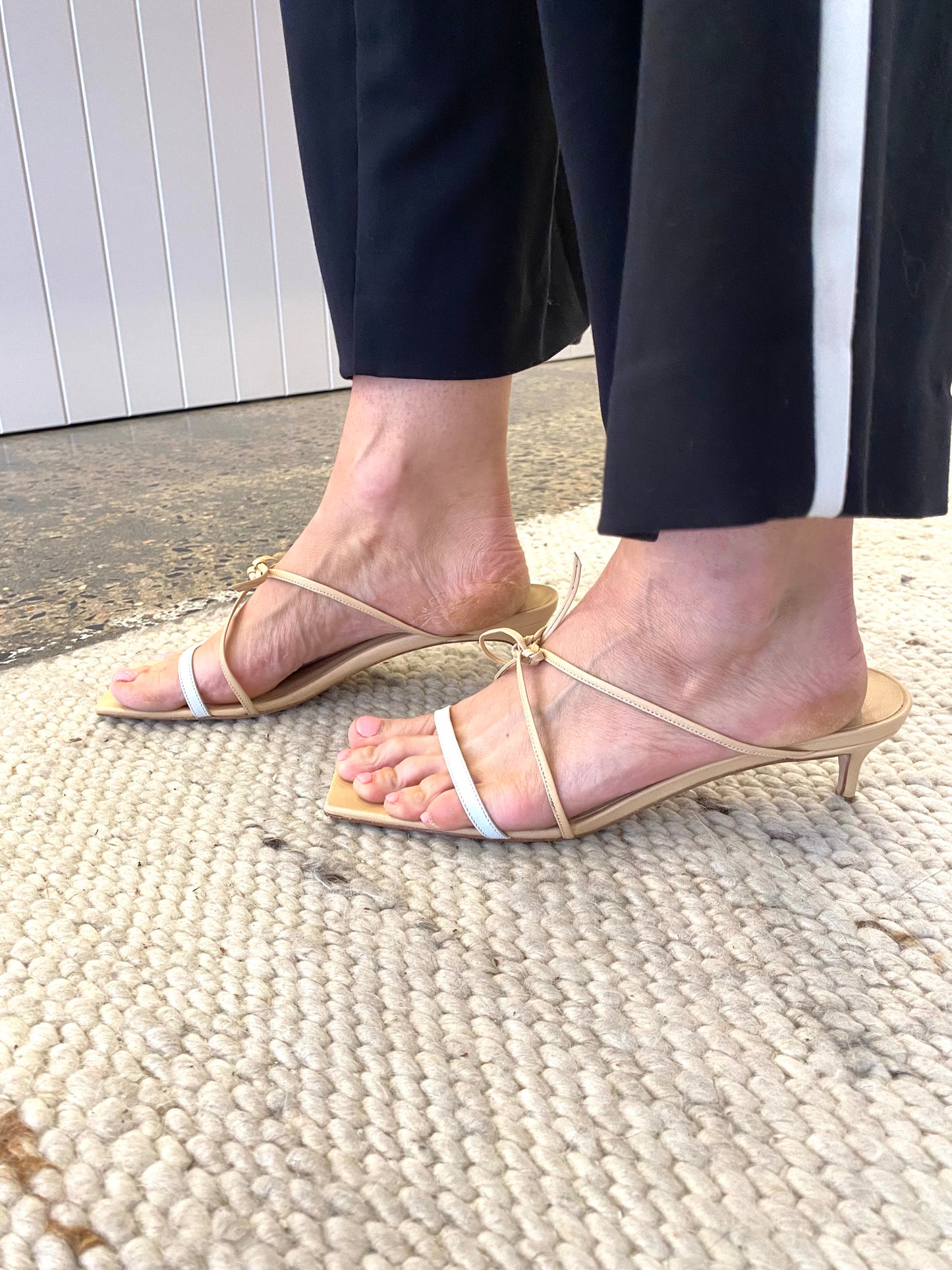 By Far 'January' Heels in Beige/White - Size 41