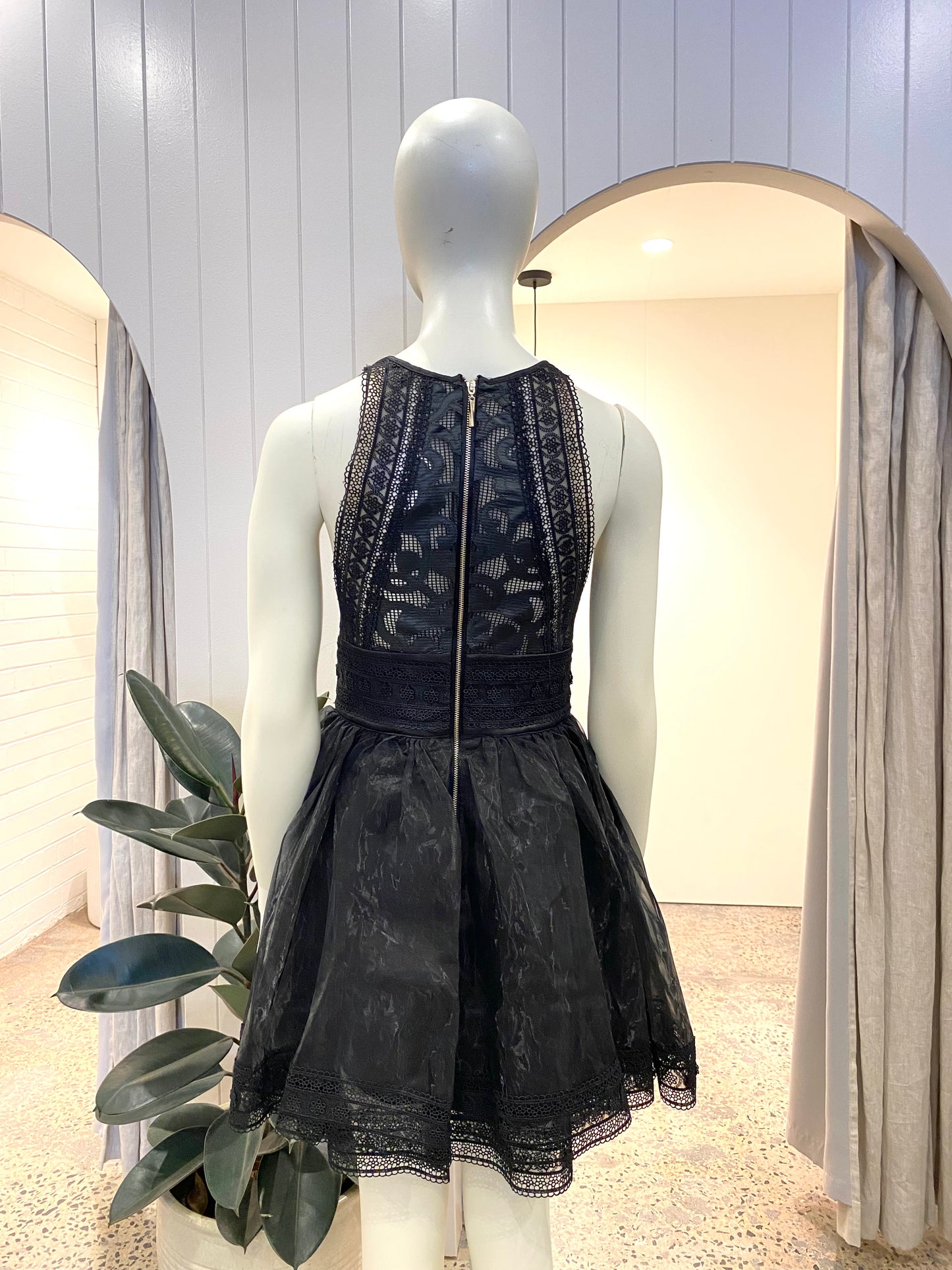 Bronx & Banco Lace Mini Dress in Black - Size 8