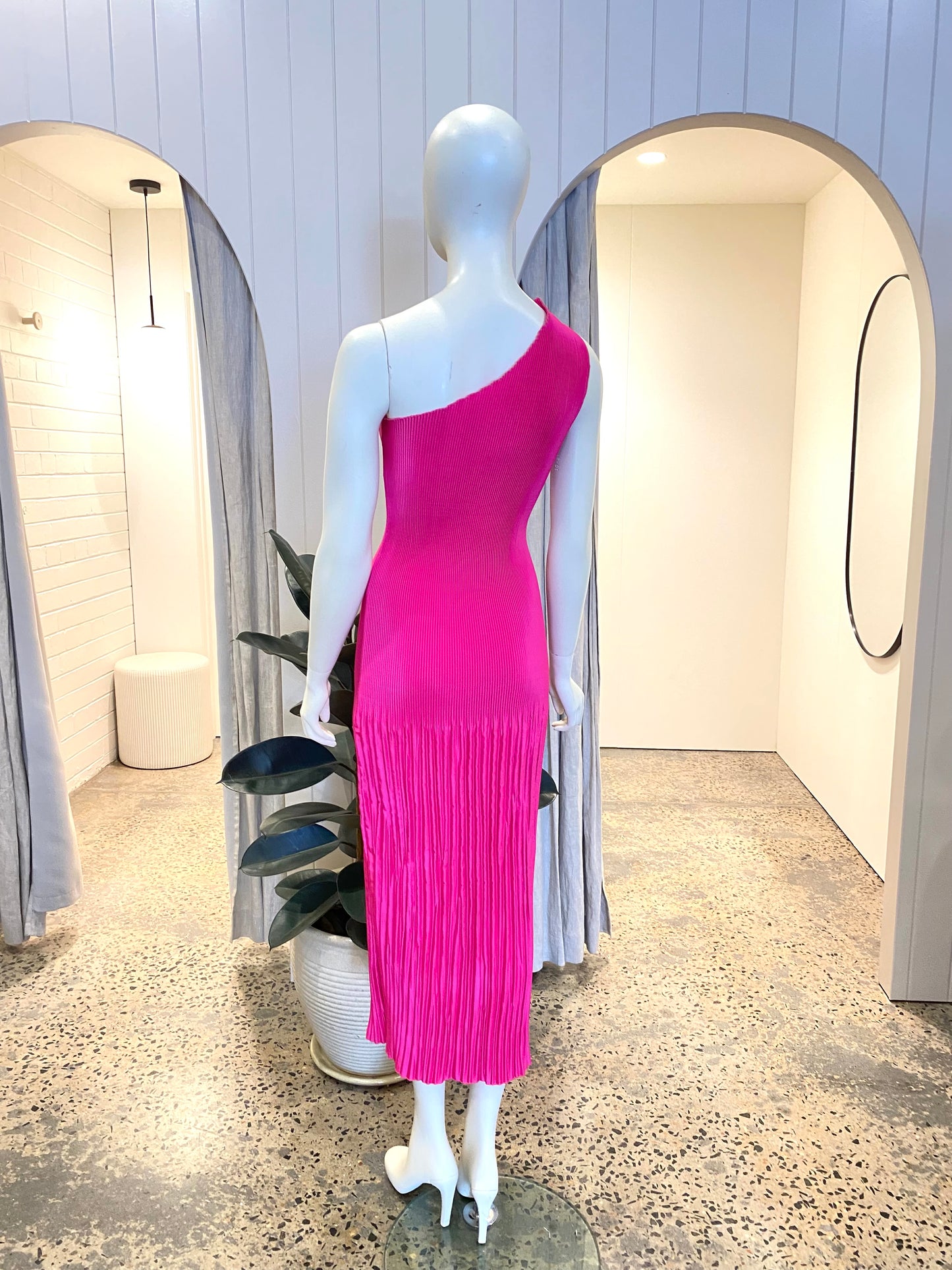 Lidee Soiree One Shoulder Dress In Hot Pink - Size 8