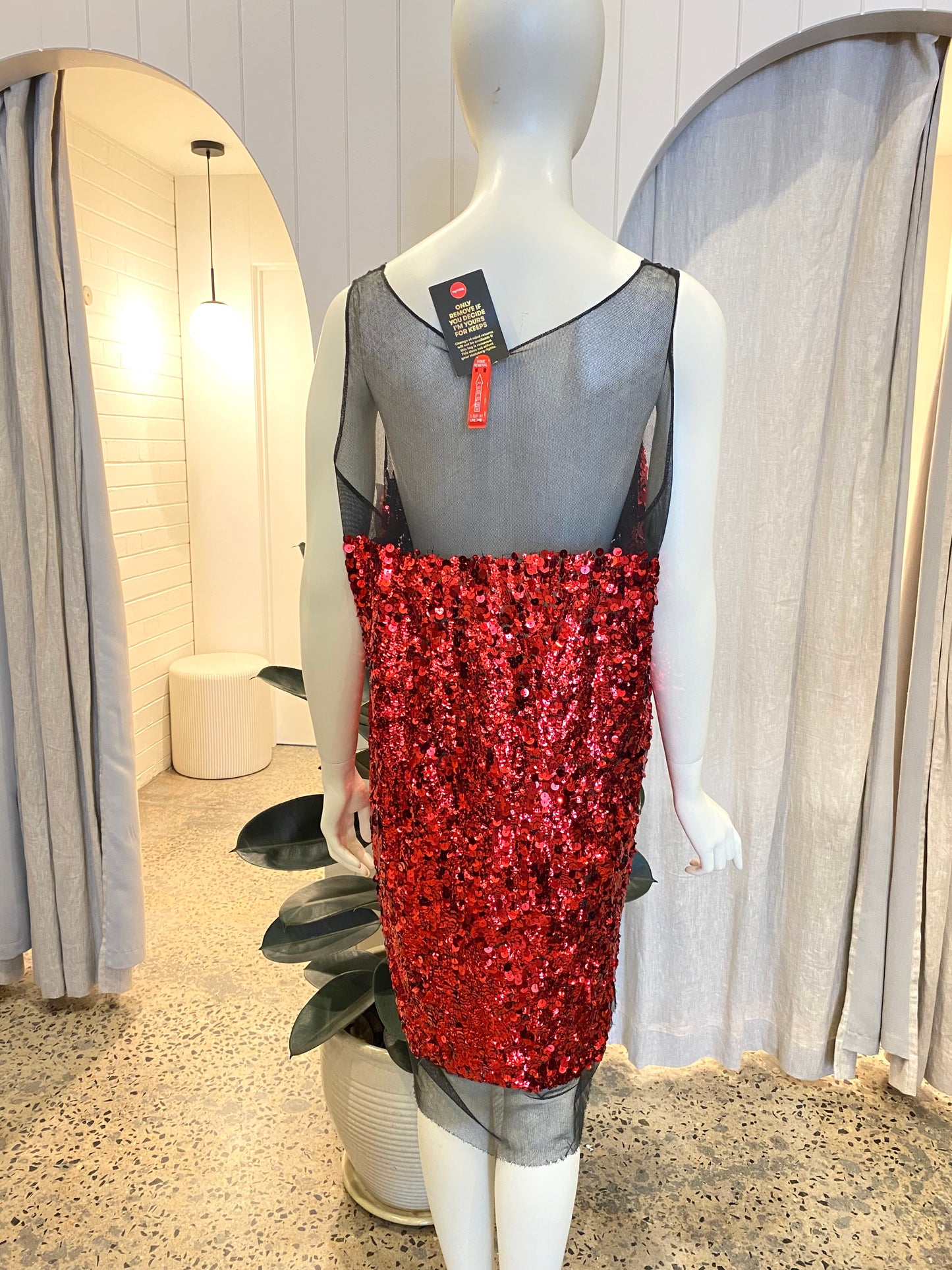 Miu Miu Red Sequin Mesh Dress - Size 42 (12)