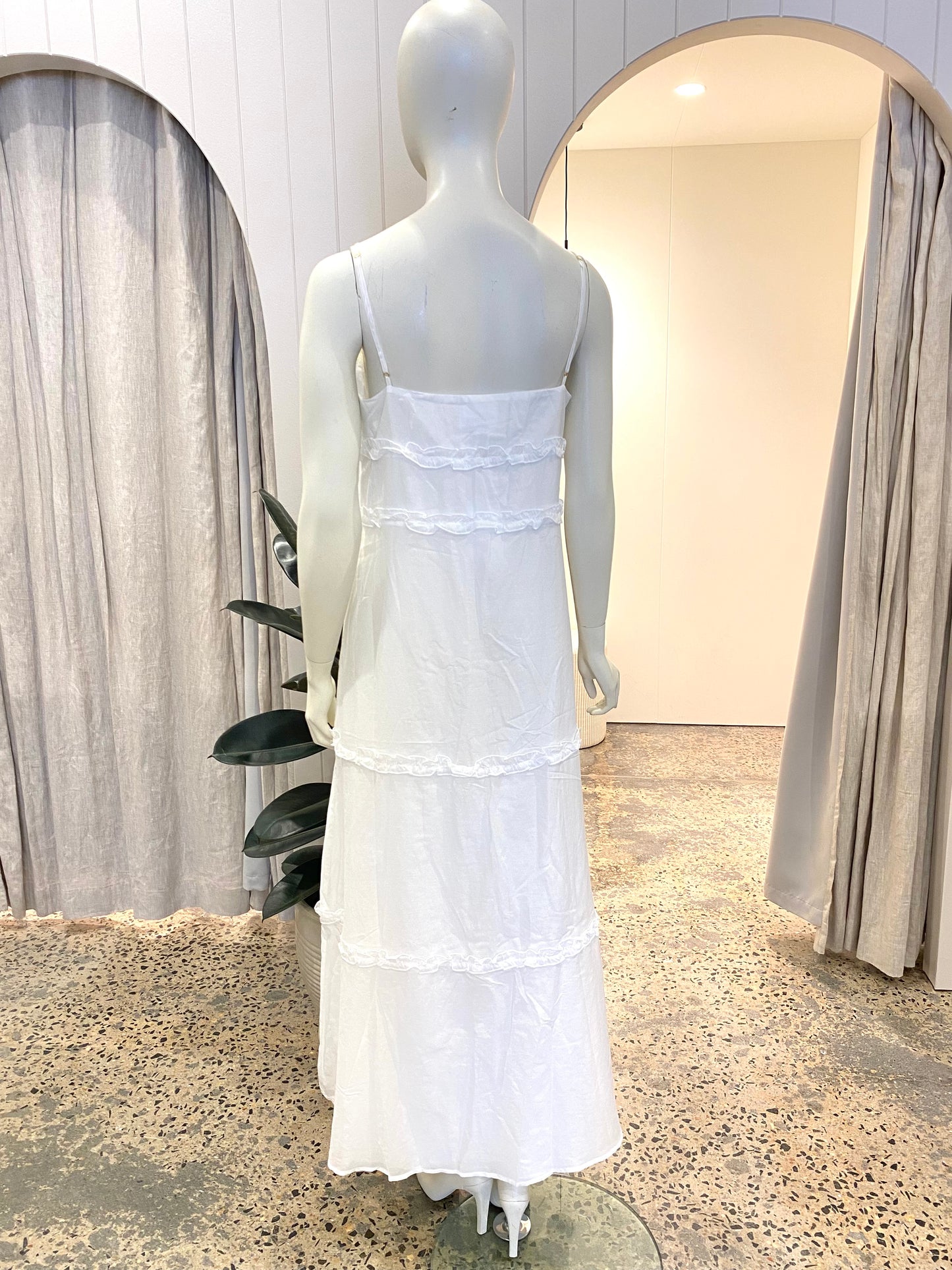 Bird & Knoll Connie Frill Maxi Dress - Size M (10)