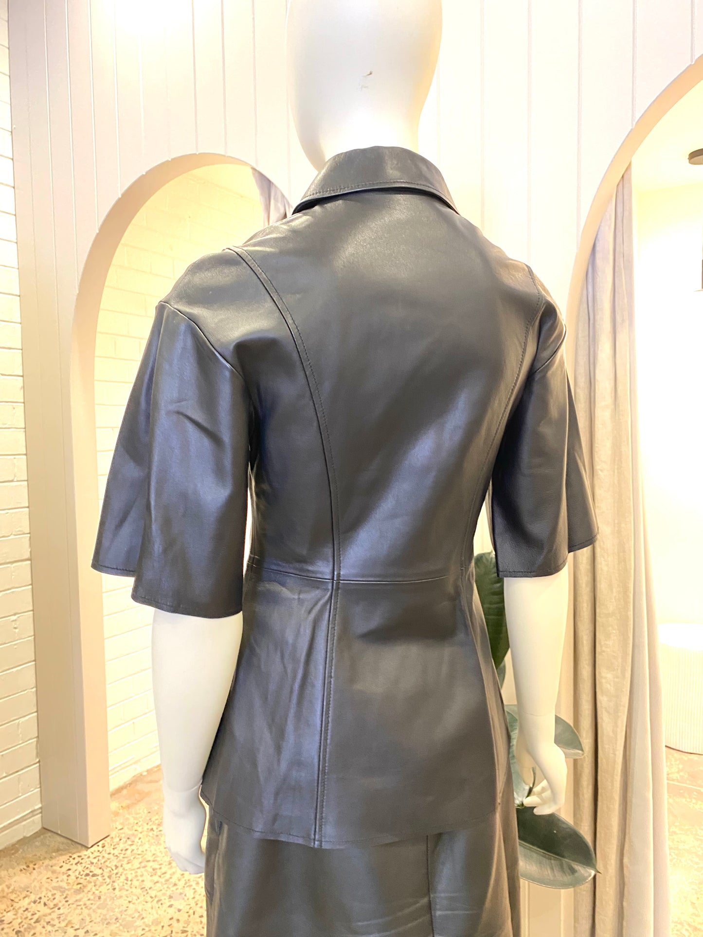 Camilla & Marc Axel Leather Shirt in Black - Size 8