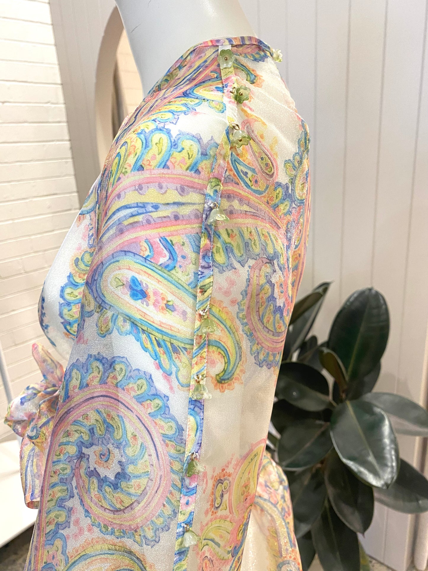 White Label Noba Sheer Paisley Midi Dress - Size 8/10
