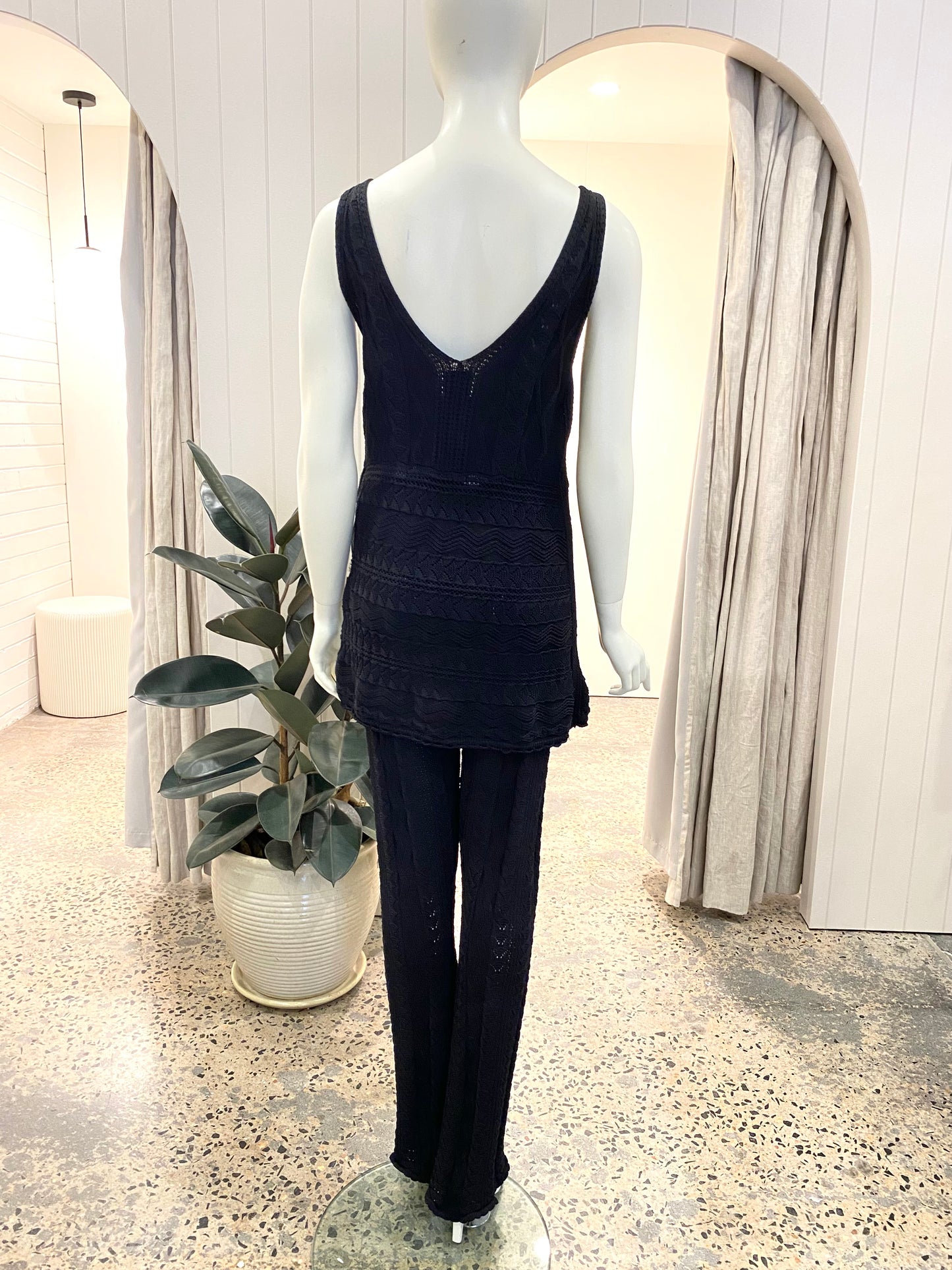 Steele Black Delphine Crochet Pant and Top Set - Size M